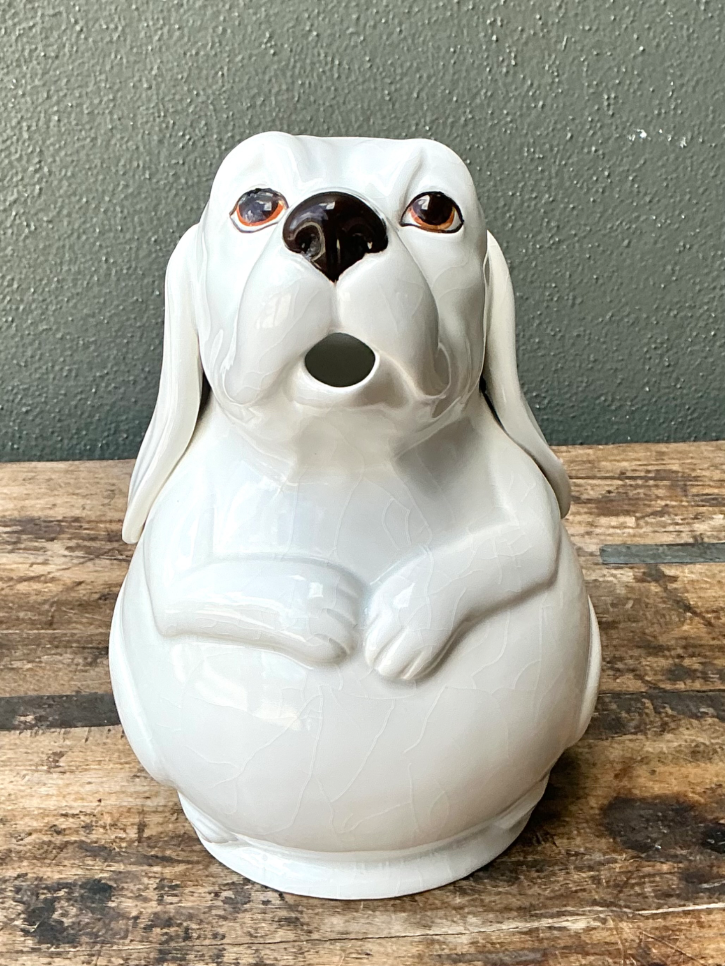 Vintage Ceramic Dog Pitcher - Side view
