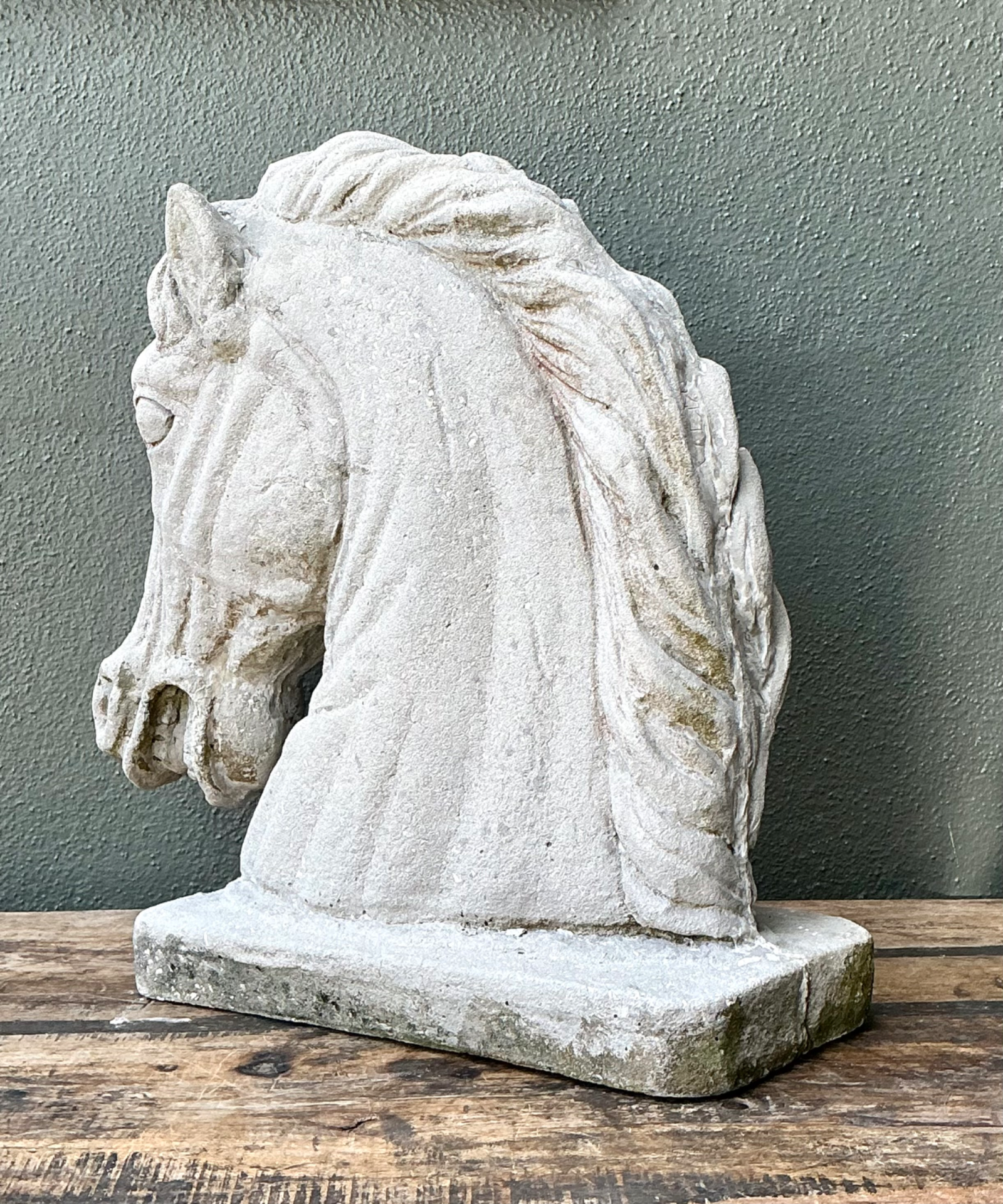 Vintage Cement Equestrian Bust - Top view