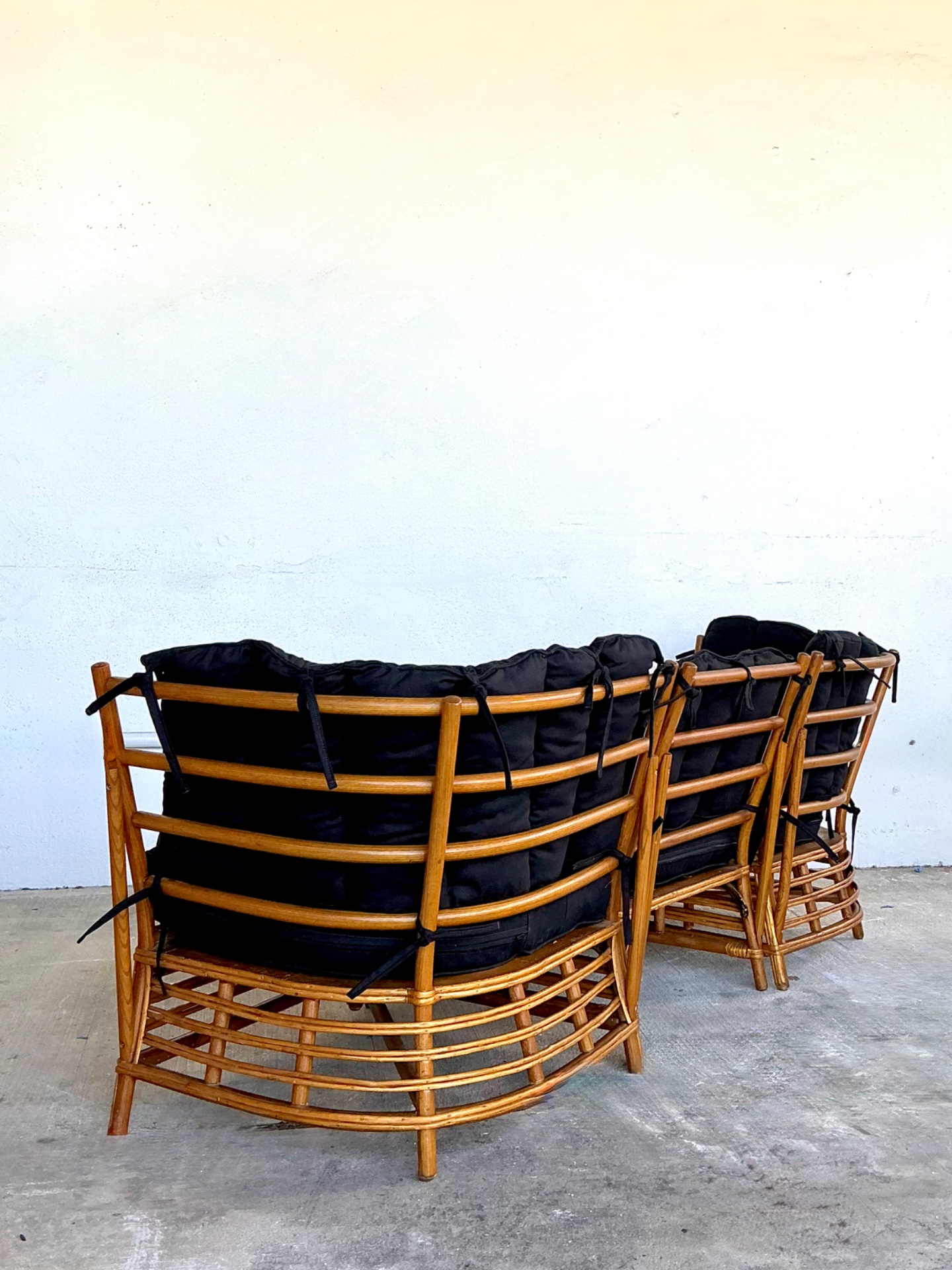 Vintage Stick Rattan Three Seat Sofa - Top view