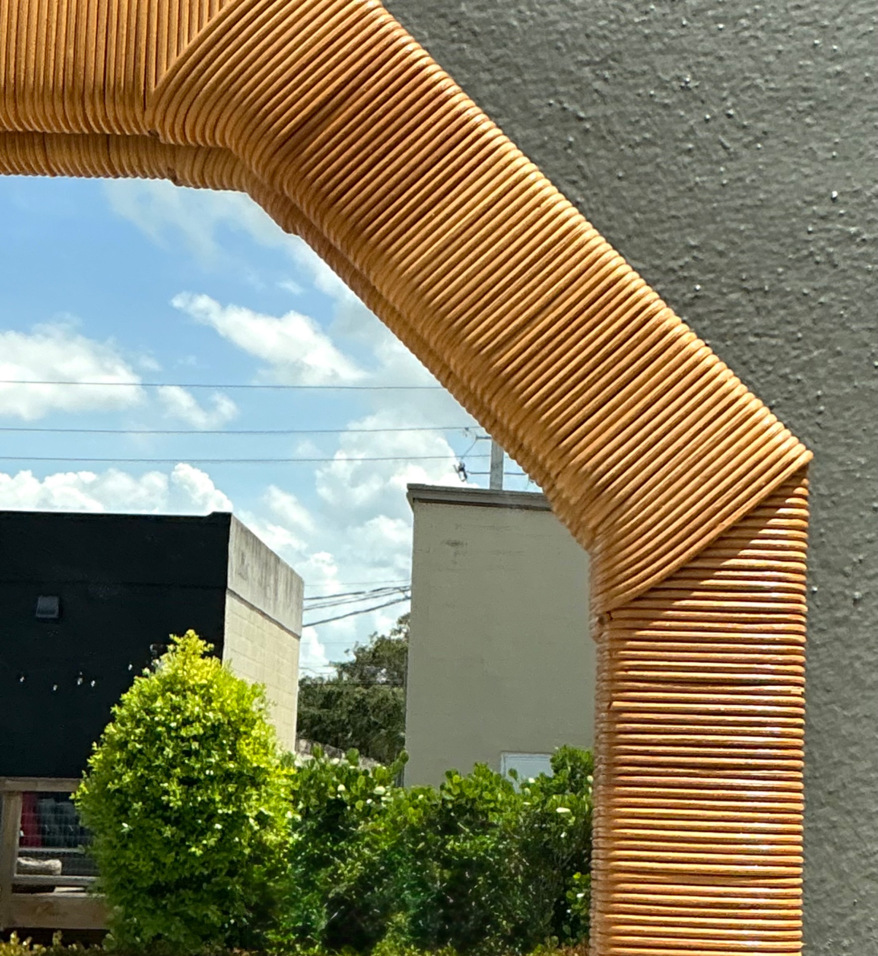 Vintage Octagonal Rattan Wrapped Wall Mirror - Top view