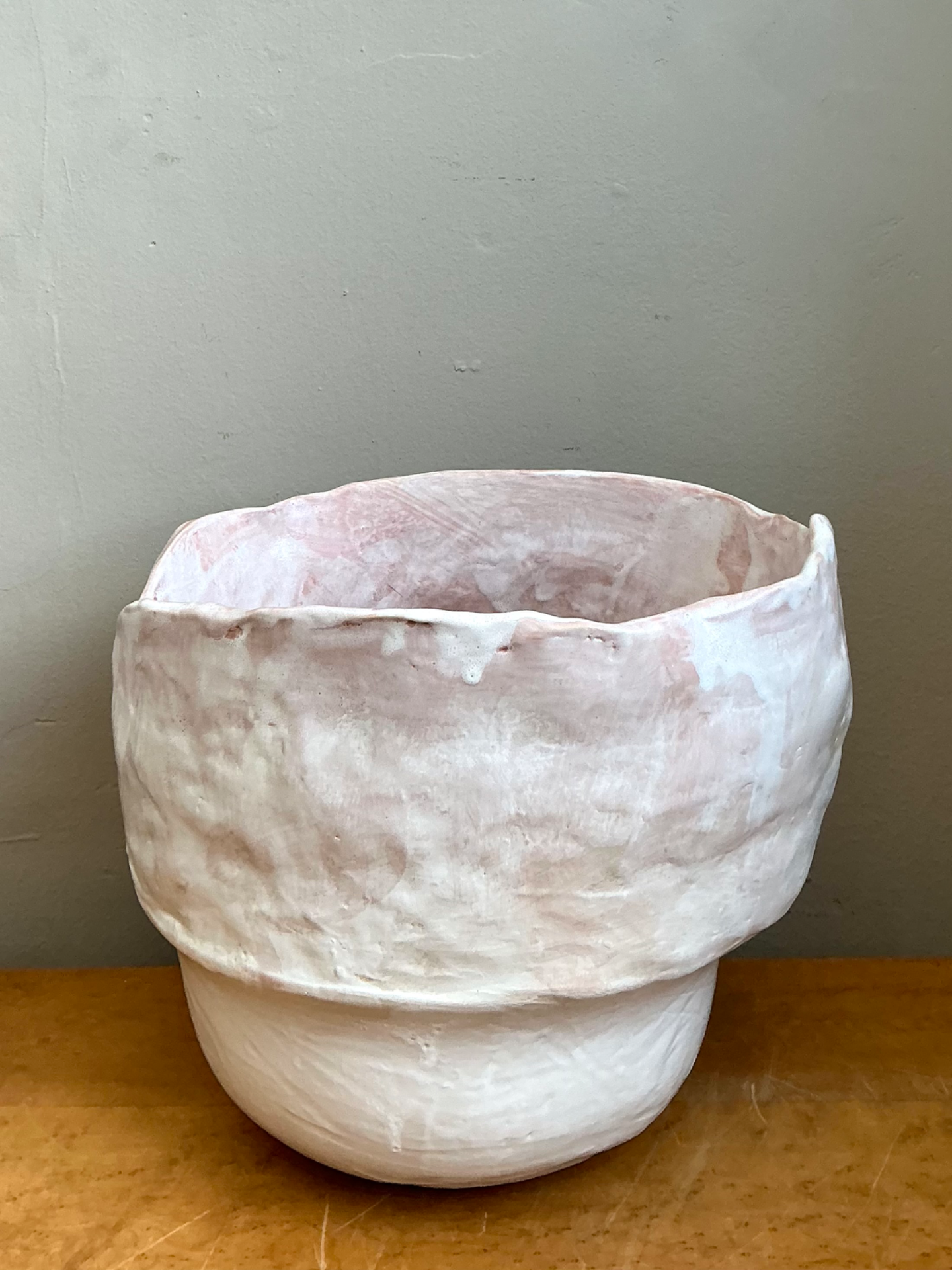 Vintage Monumental Handcrafted Ceramic Vessel - Back view