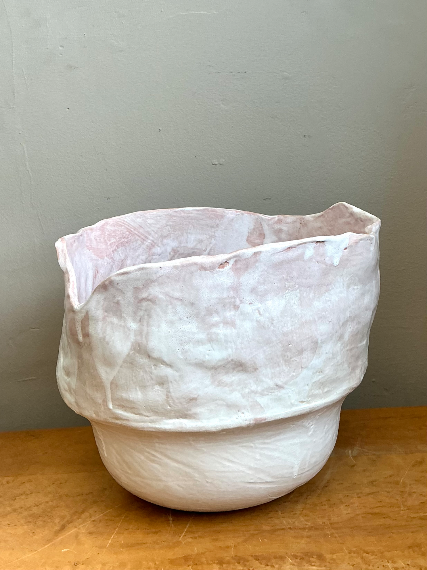Vintage Monumental Handcrafted Ceramic Vessel - Top view