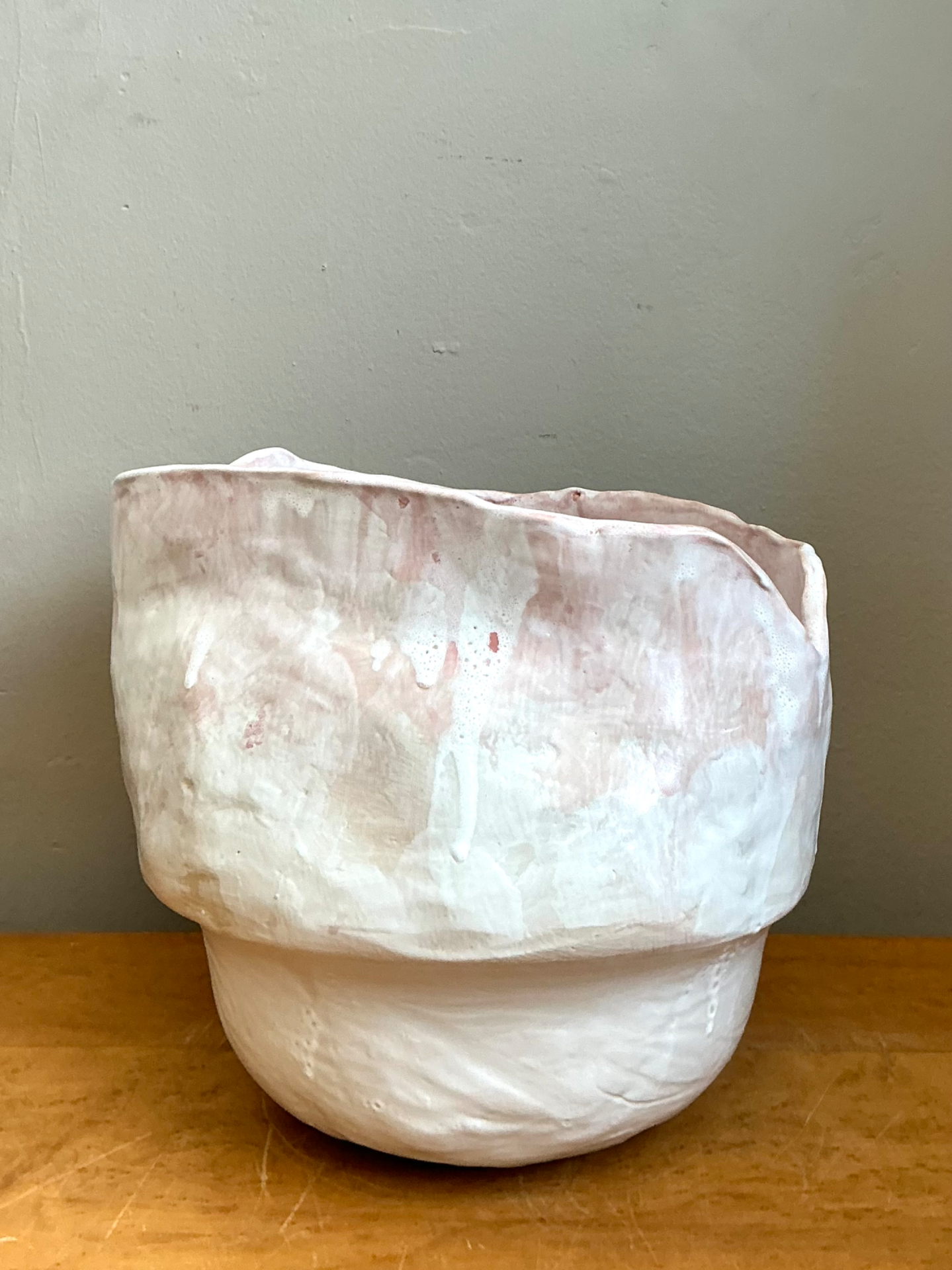Vintage Monumental Handcrafted Ceramic Vessel - Side view