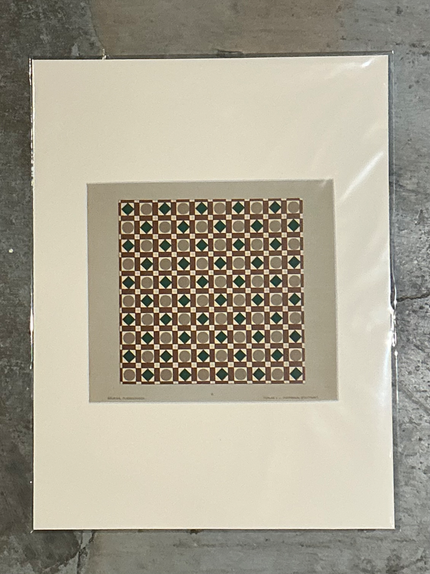Vintage Geometric Tile Design Serigraph - Back view