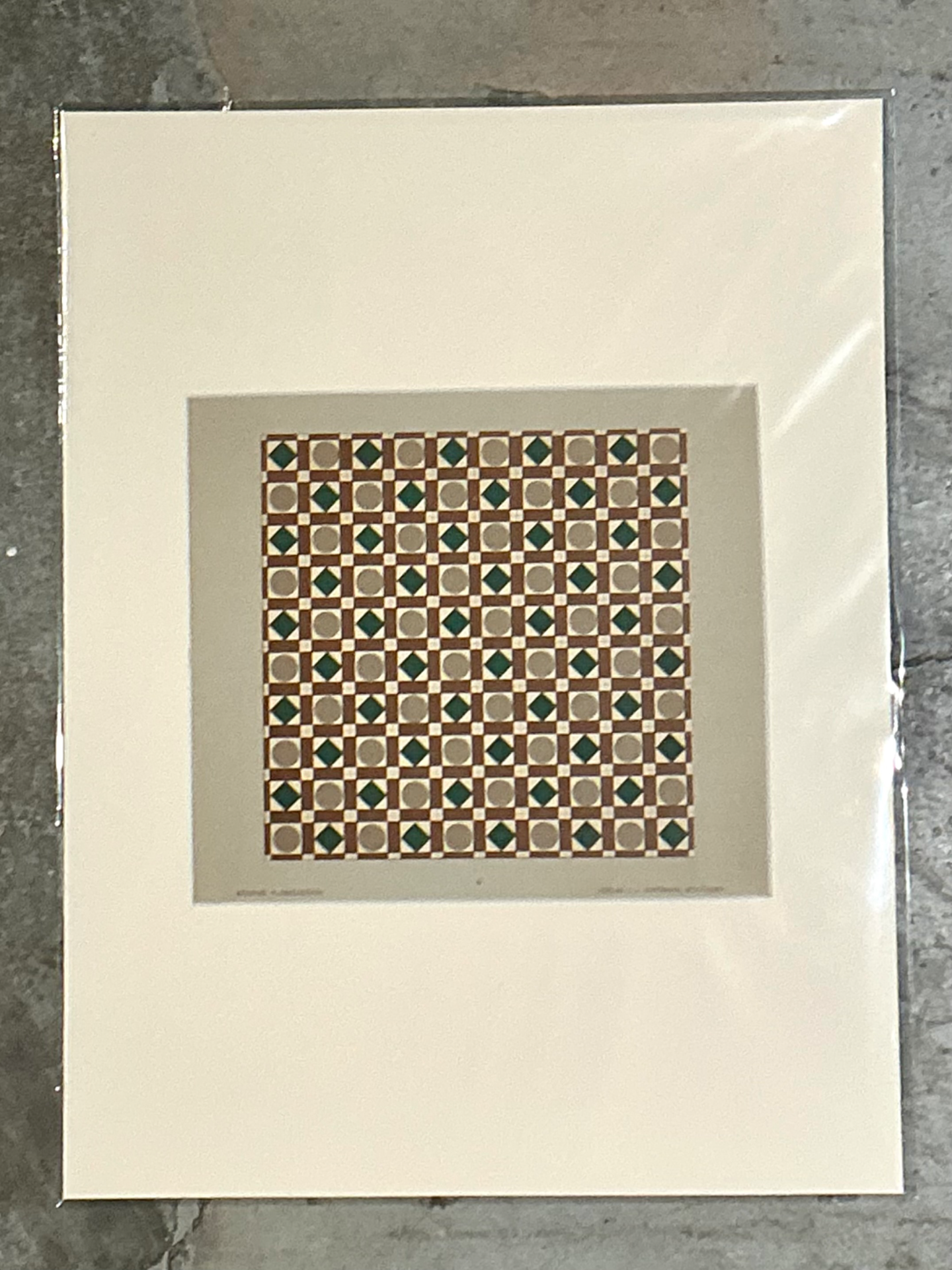 Vintage Geometric Tile Design Serigraph - Top view