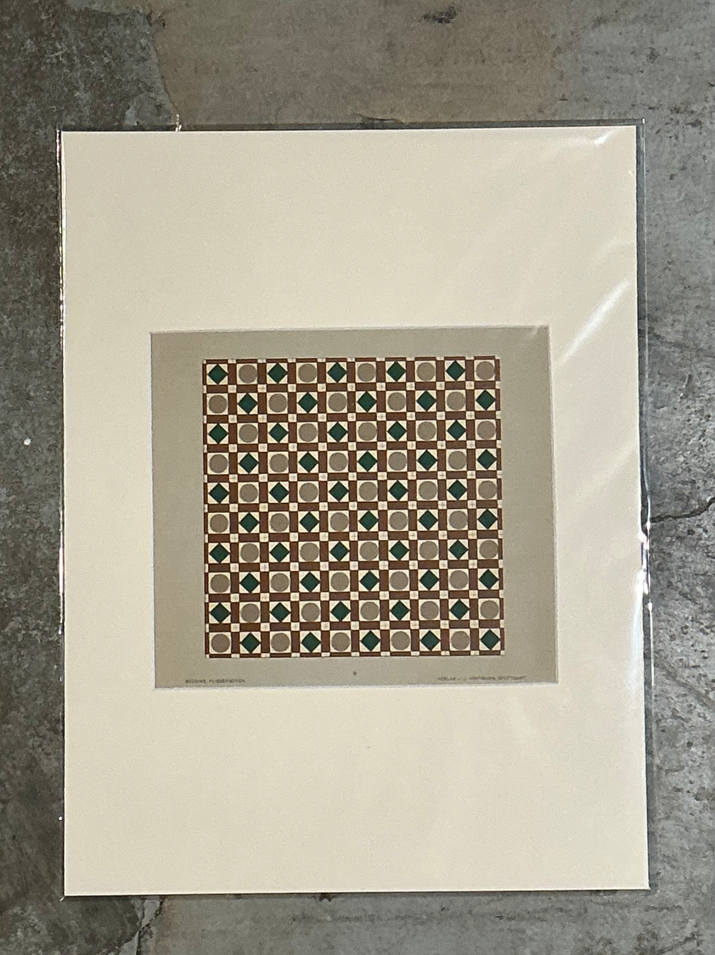 Vintage Geometric Tile Design Serigraph - Side view