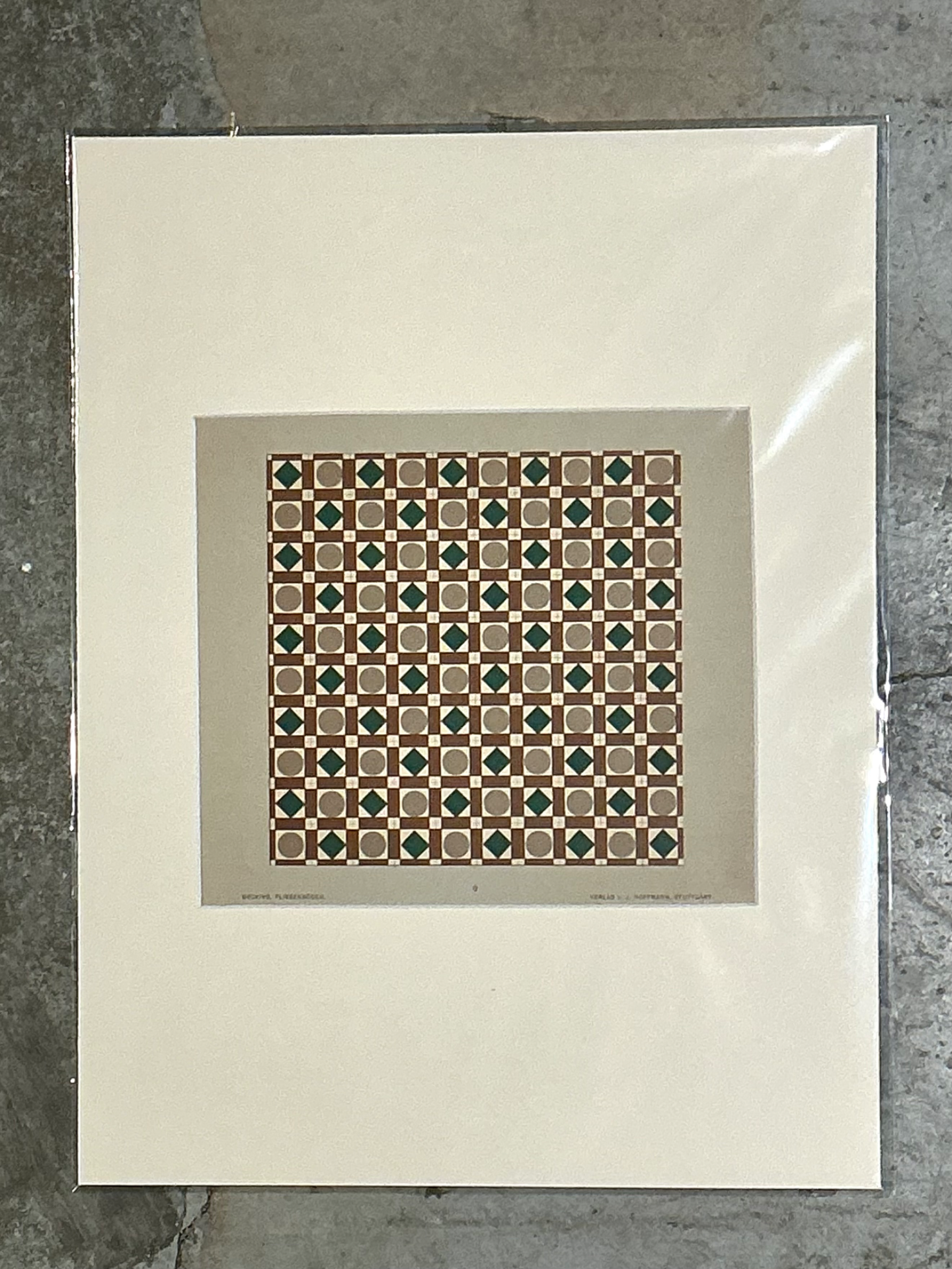 Vintage Geometric Tile Design Serigraph - Detail view