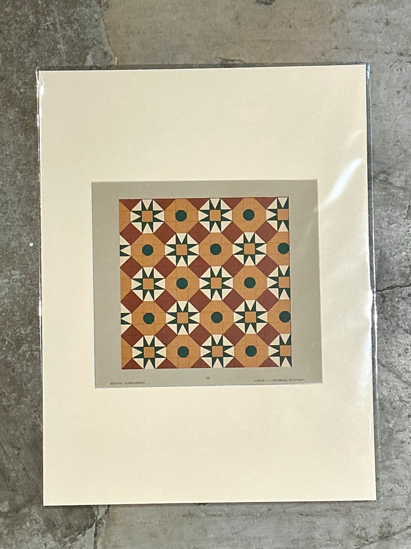 Vintage Geometric Tile Pattern Serigraph - Top view