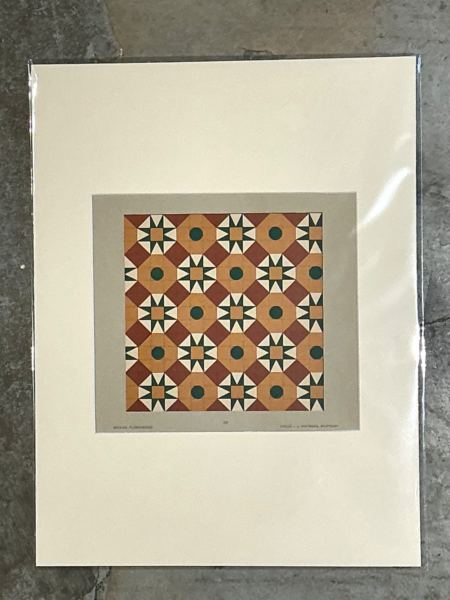 Vintage Geometric Tile Pattern Serigraph - Detail view