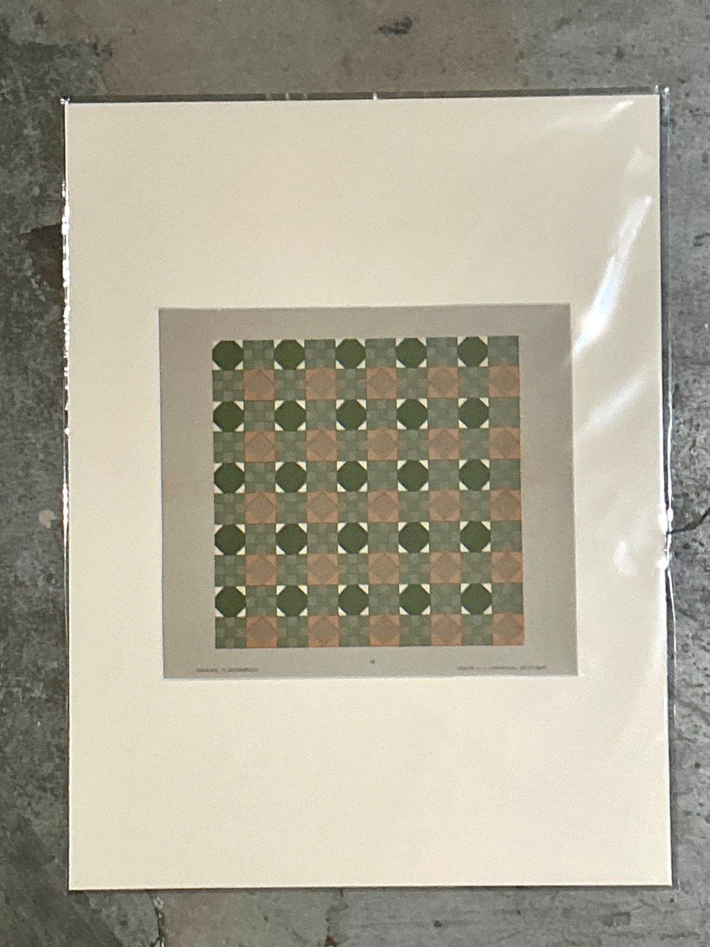 Vintage Geometric Tile Pattern Serigraph - Side view