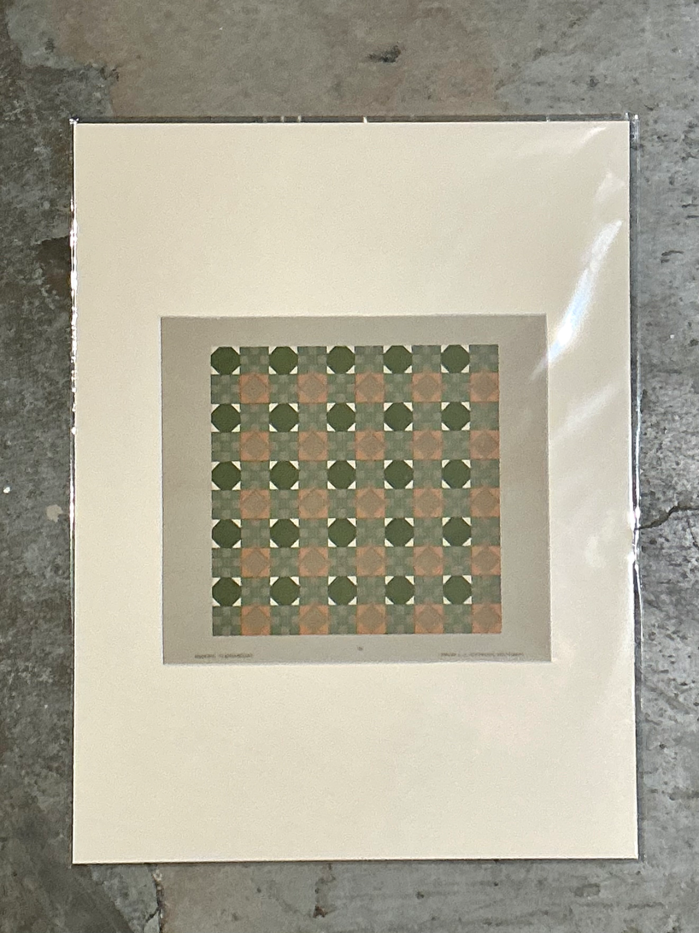 Vintage Geometric Tile Pattern Serigraph - Top view