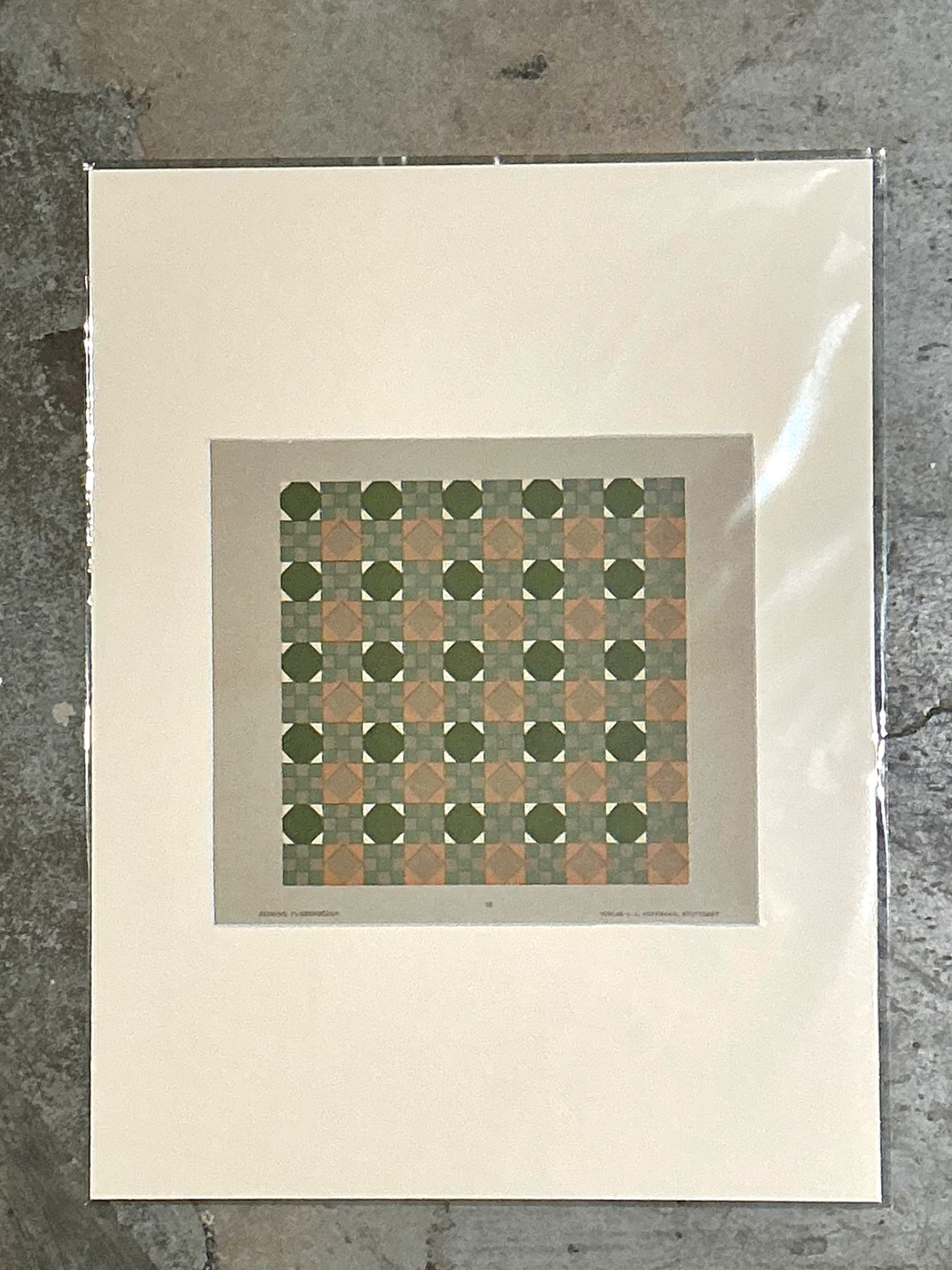 Vintage Geometric Tile Pattern Serigraph - Detail view