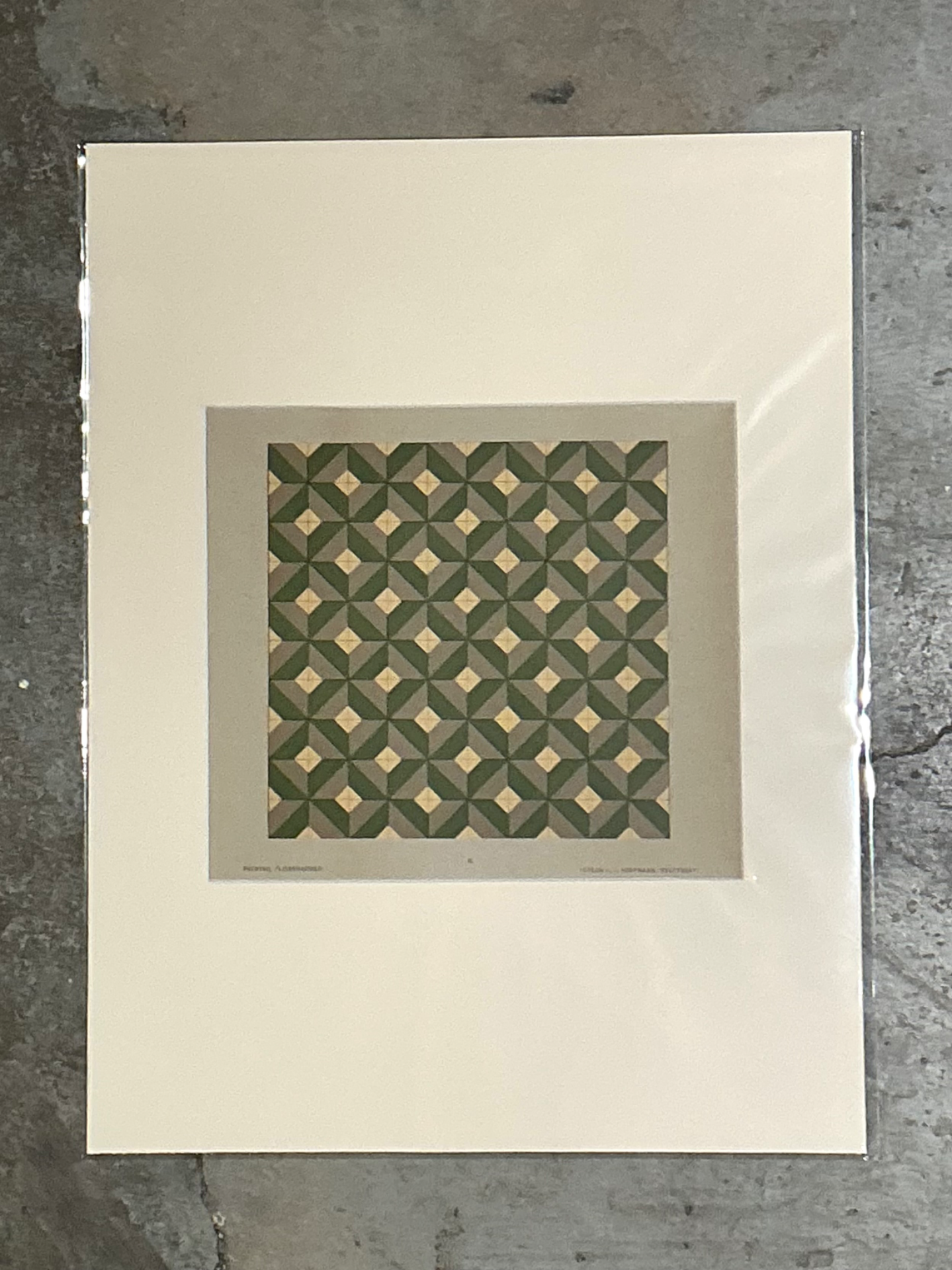 Vintage Geometric Tile Pattern Serigraph - Side view