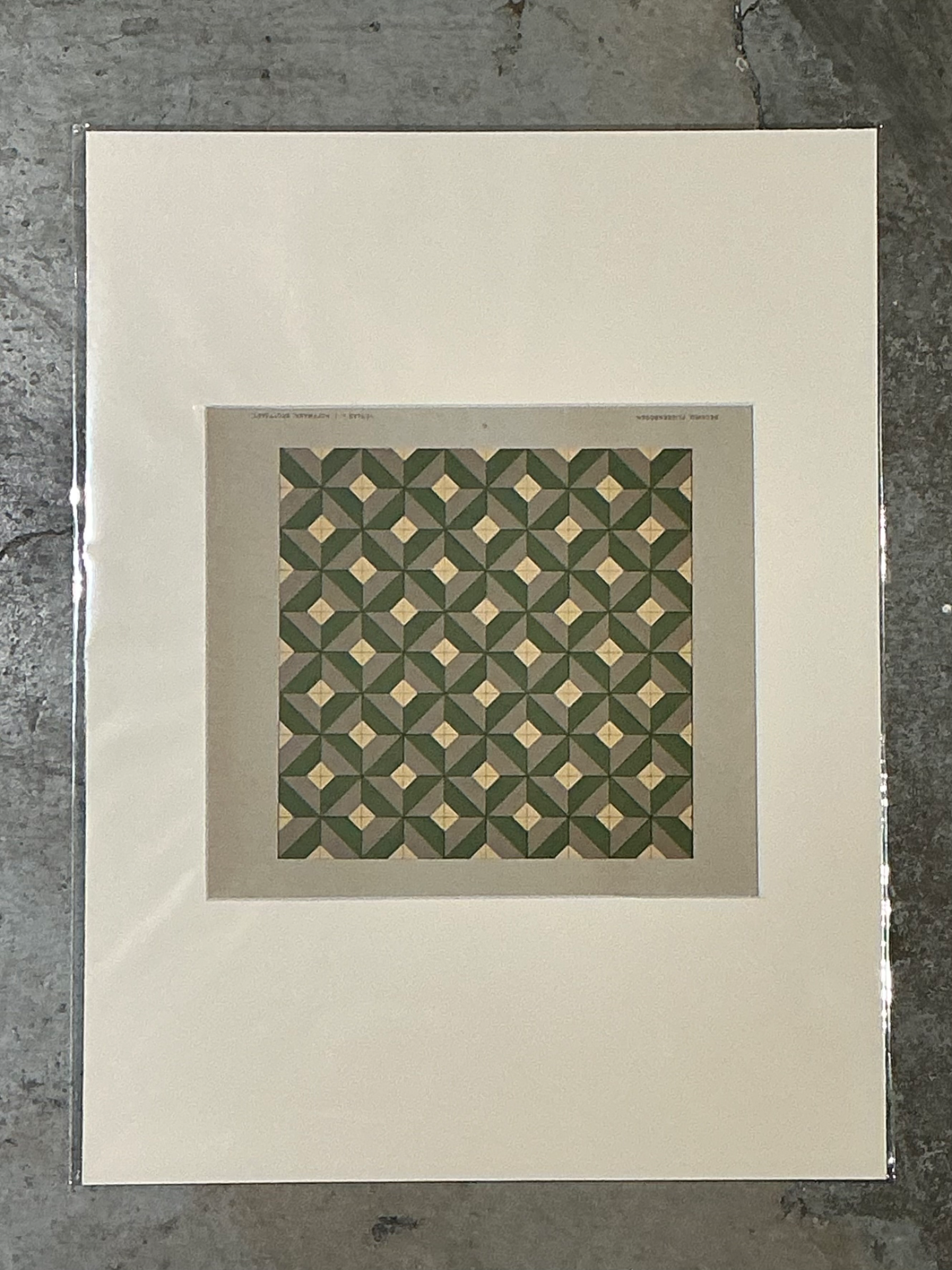 Vintage Geometric Tile Pattern Serigraph - Top view