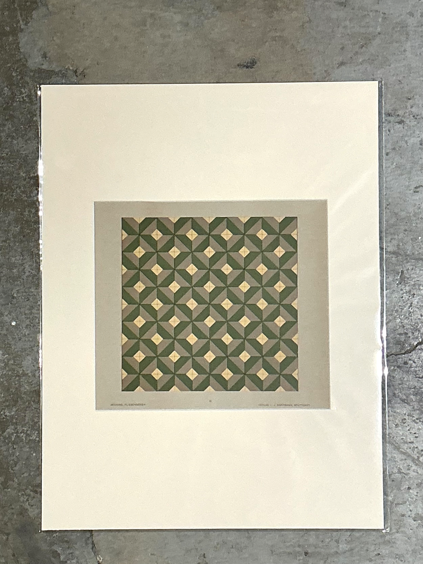 Vintage Geometric Tile Pattern Serigraph - Detail view