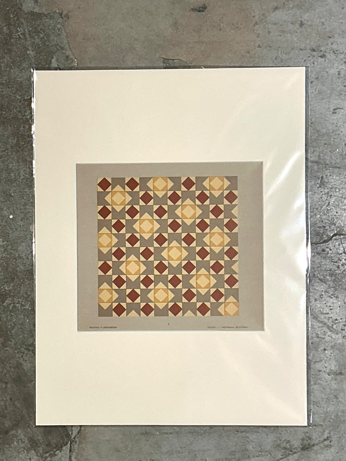Vintage Geometric Tile Pattern Serigraph - Top view