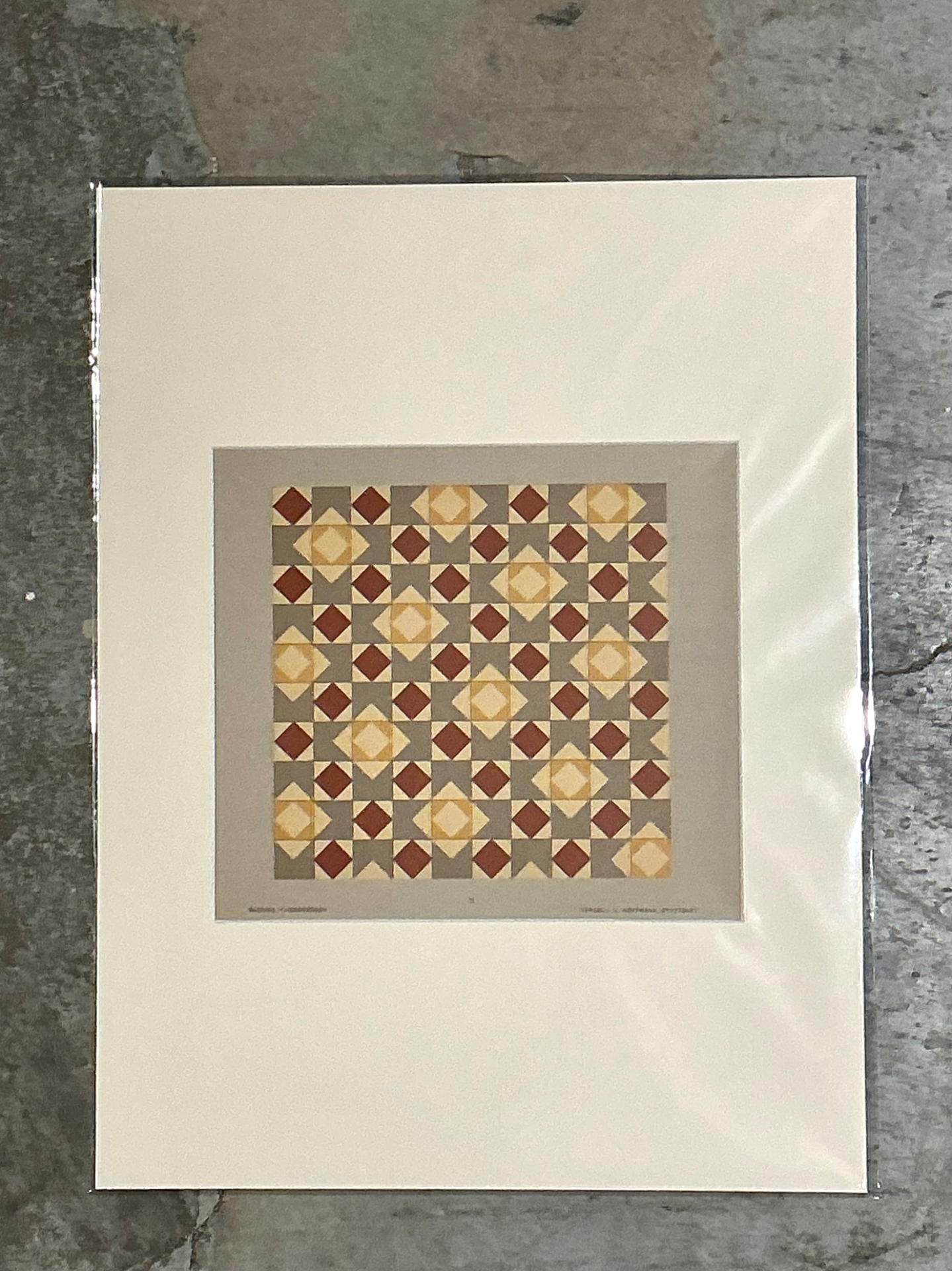 Vintage Geometric Tile Pattern Serigraph - Detail view