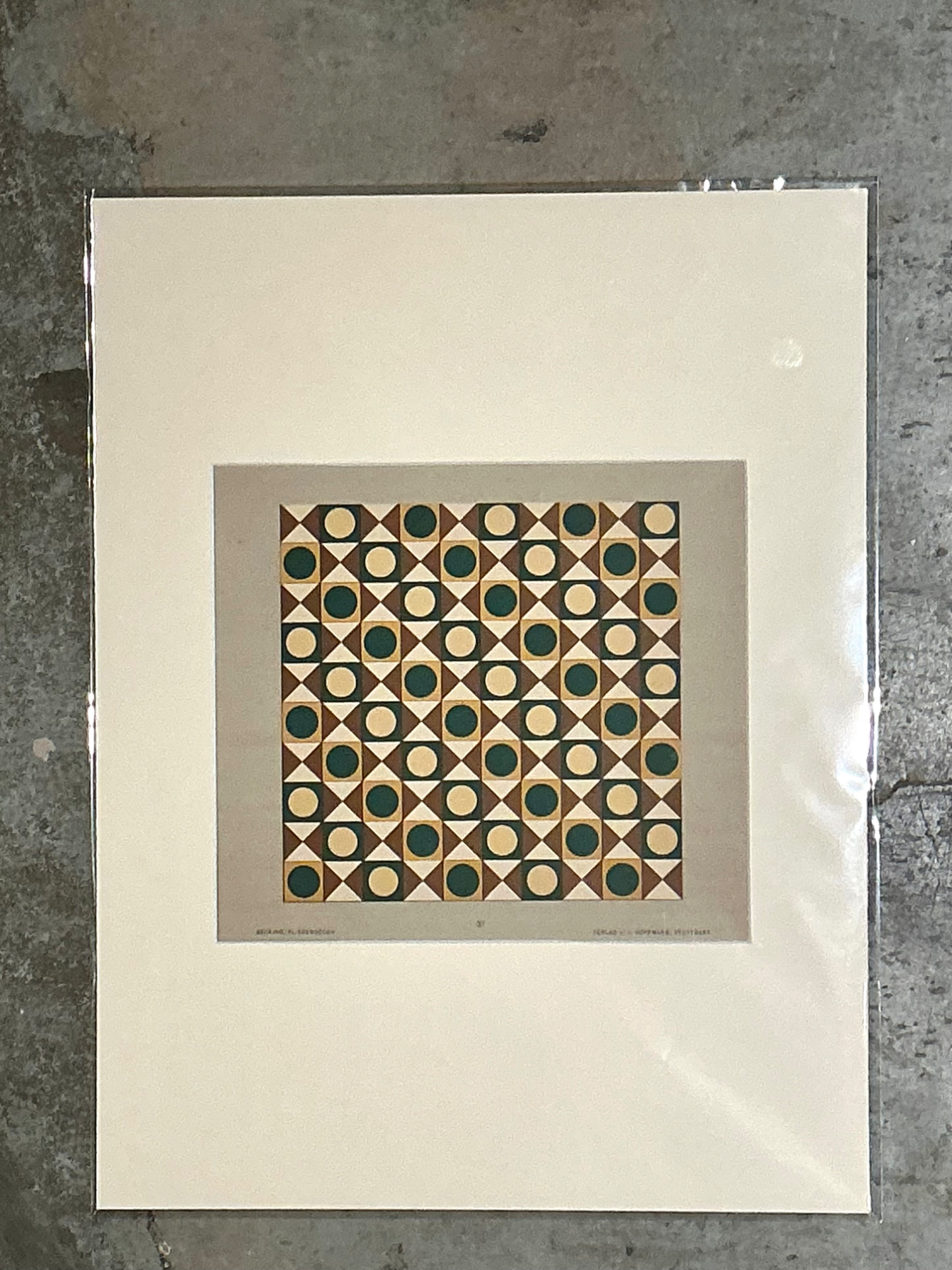 Vintage Geometric Tile Pattern Serigraph - Detail view