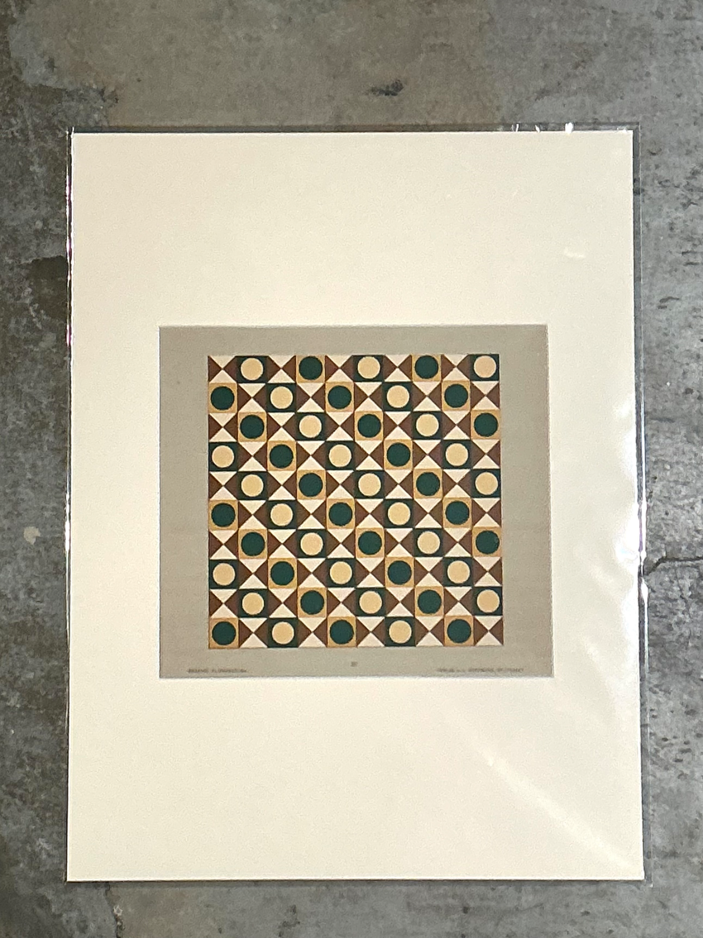 Vintage Geometric Tile Pattern Serigraph - Side view