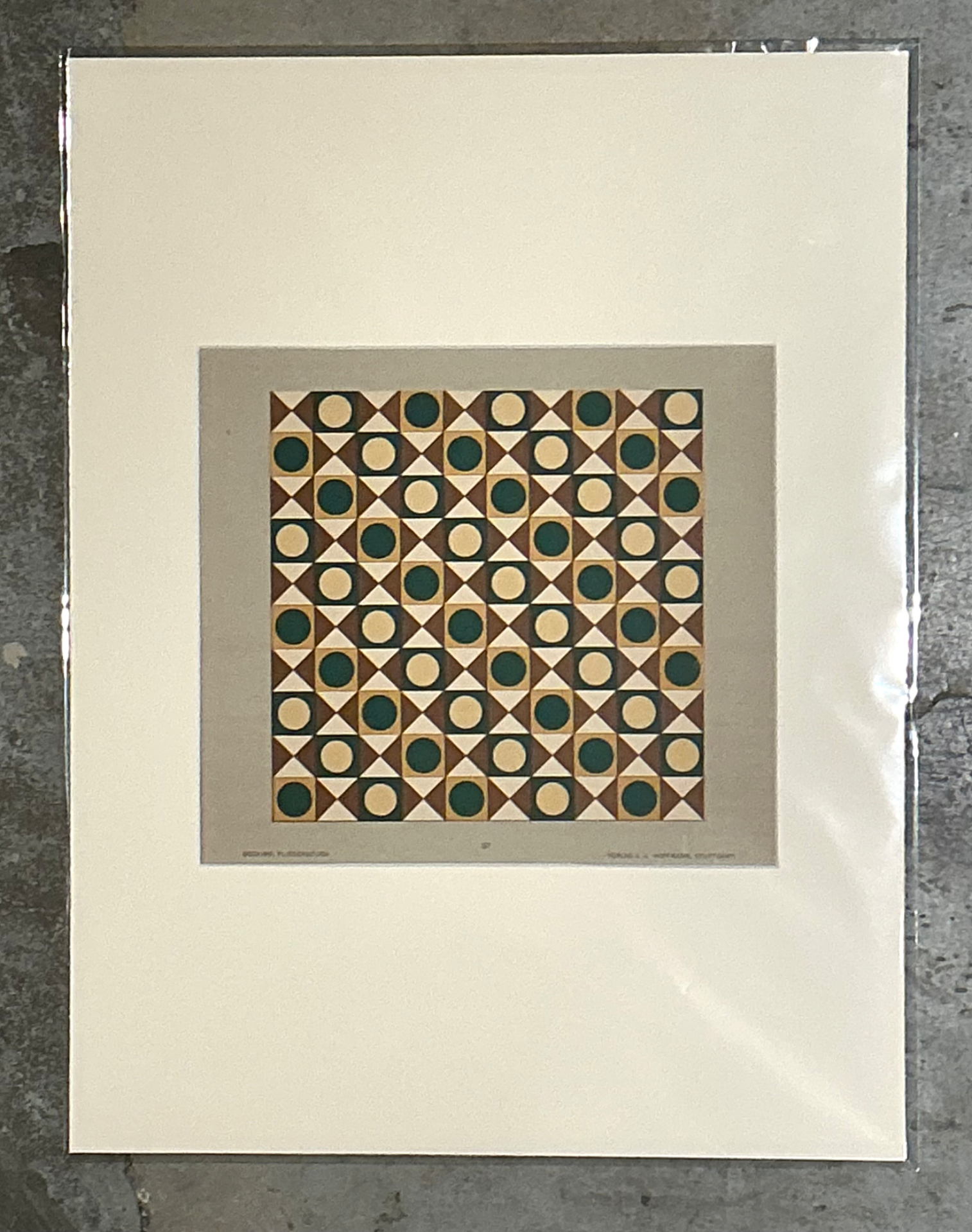 Vintage Geometric Tile Pattern Serigraph - Back view