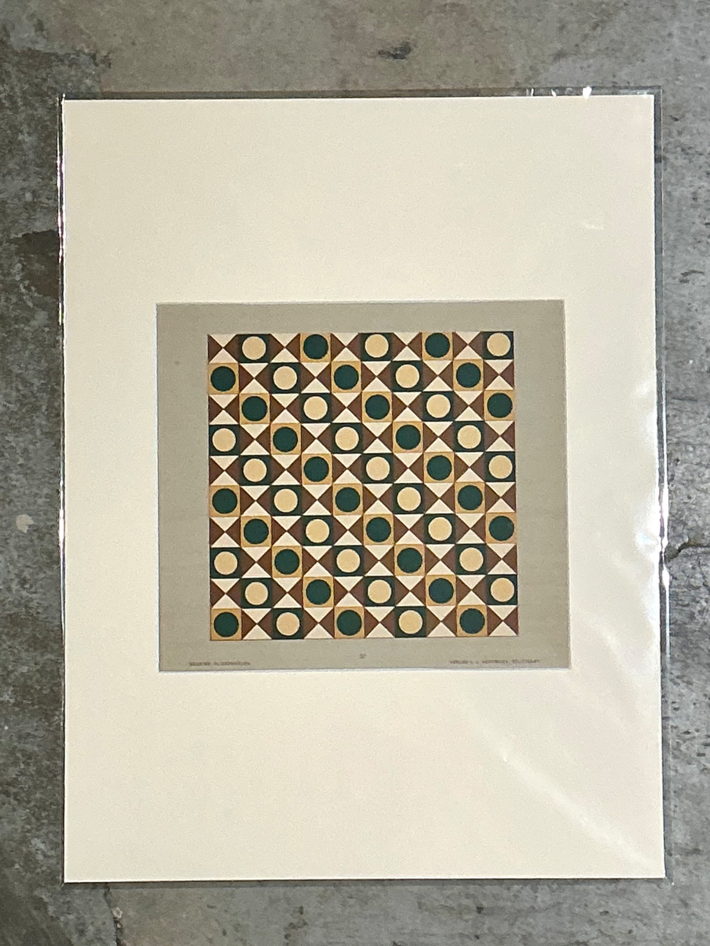Vintage Geometric Tile Pattern Serigraph - Top view