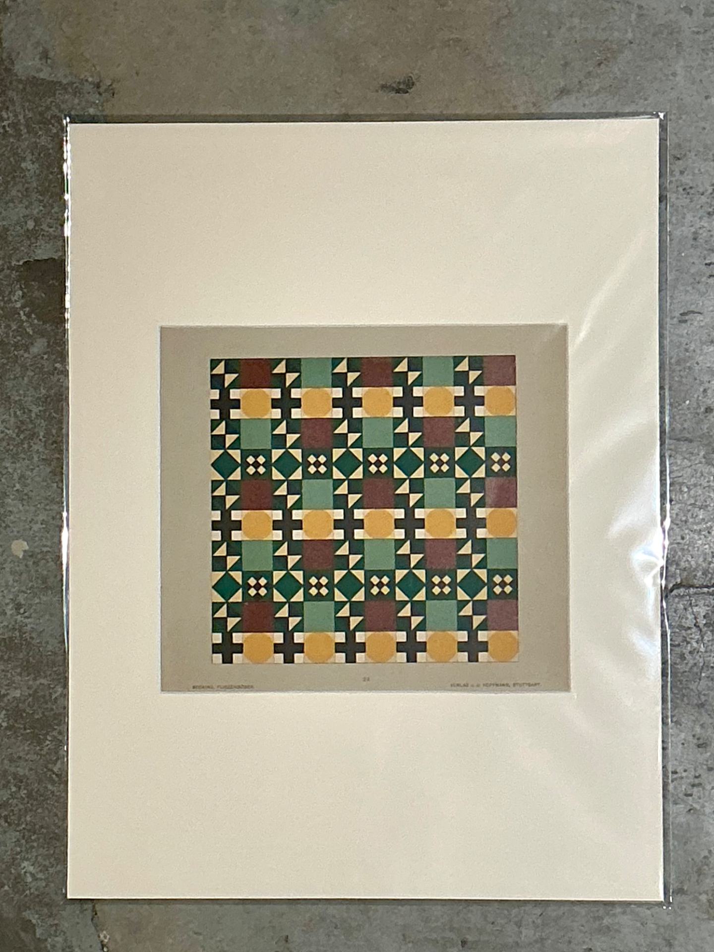 Vintage Geometric Tile Pattern Serigraph - Detail view