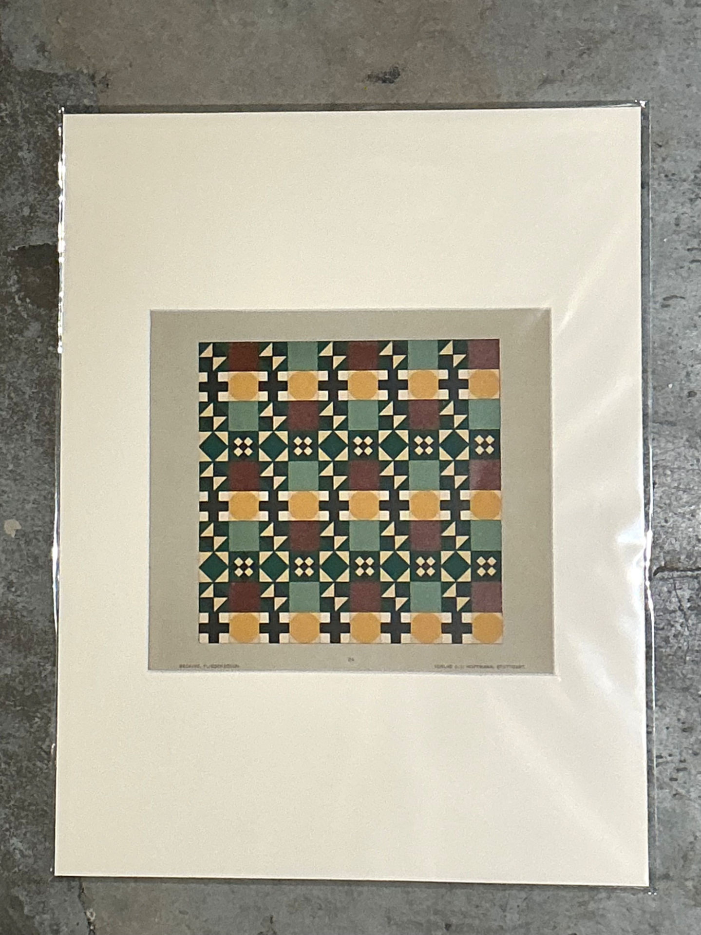Vintage Geometric Tile Pattern Serigraph - Top view