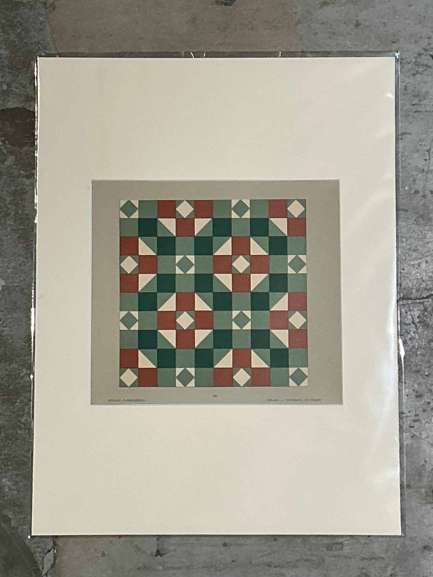 Vintage Geometric Tile Pattern Serigraph - Side view