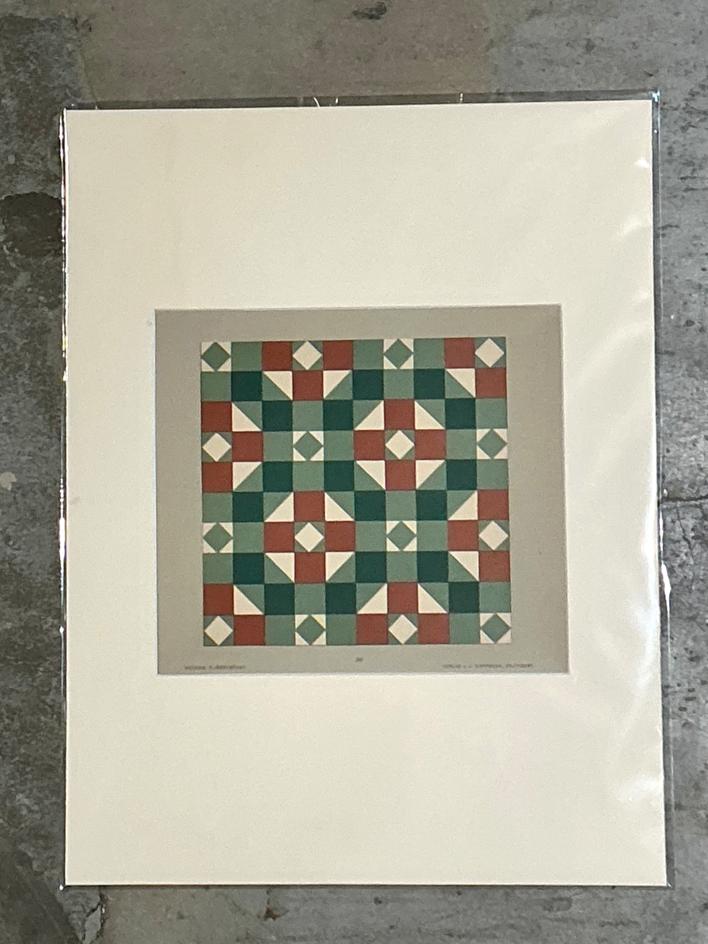 Vintage Geometric Tile Pattern Serigraph - Top view