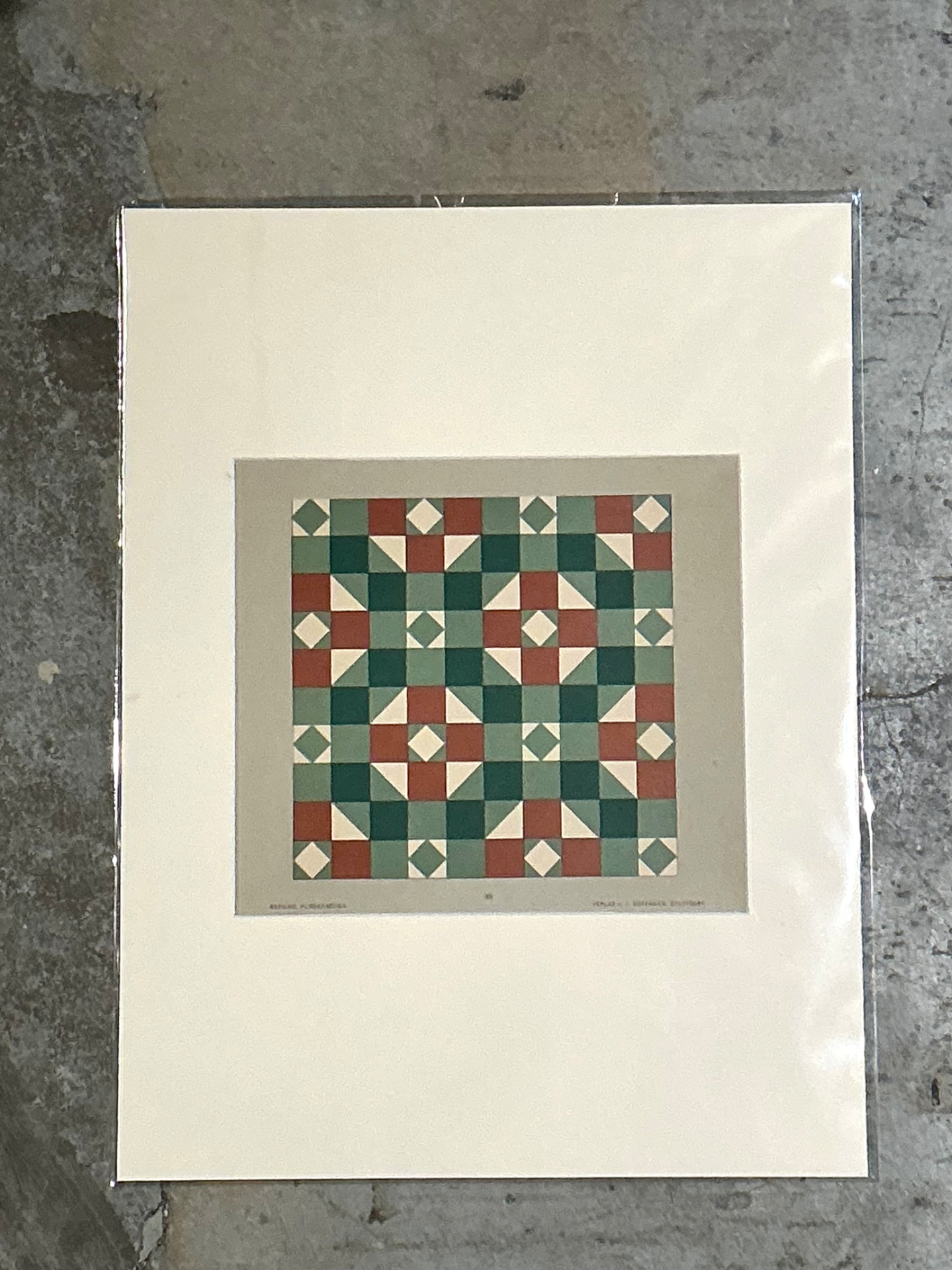 Vintage Geometric Tile Pattern Serigraph - Detail view