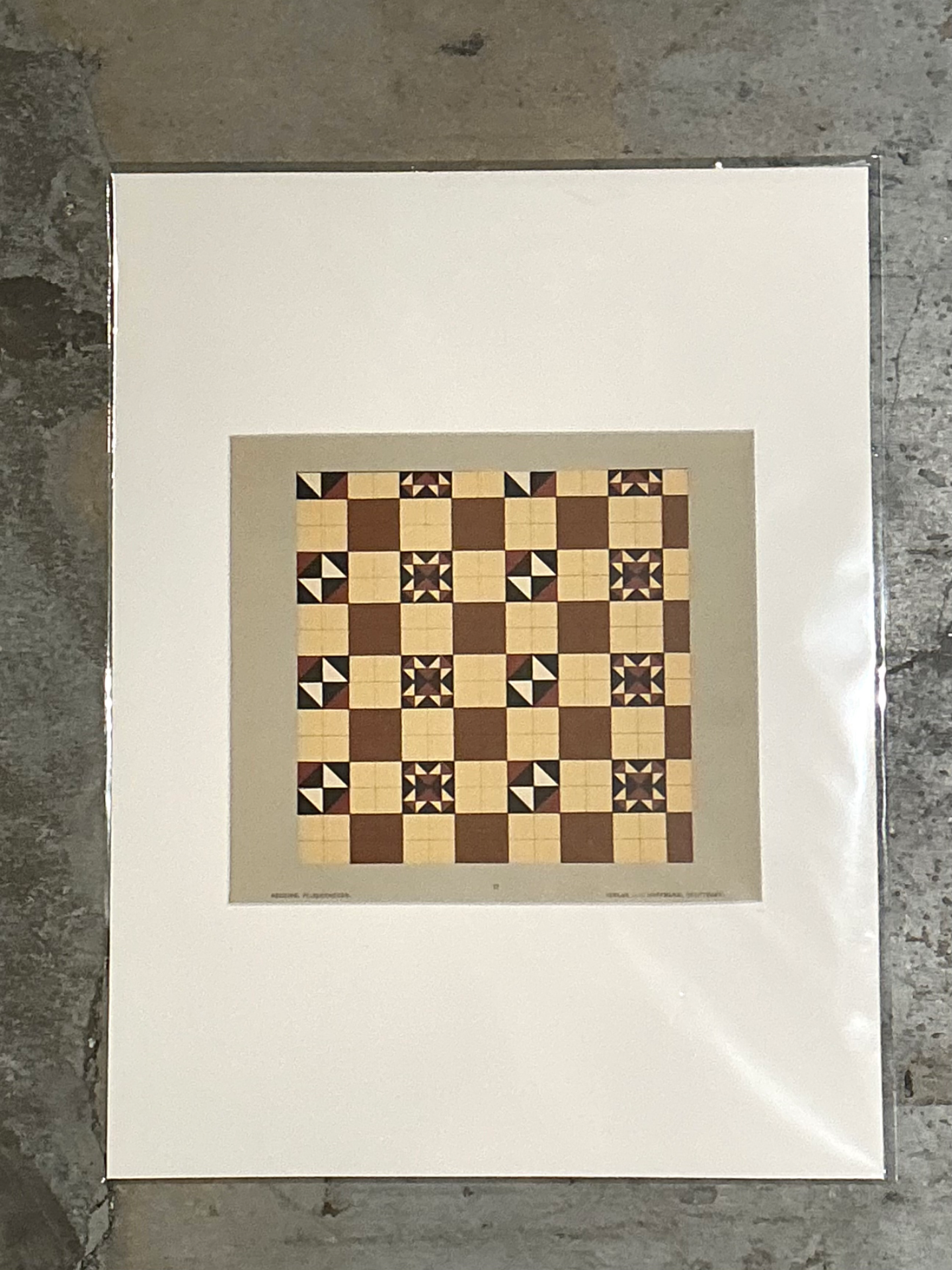 Vintage Geometric Tile Pattern Serigraph - Side view