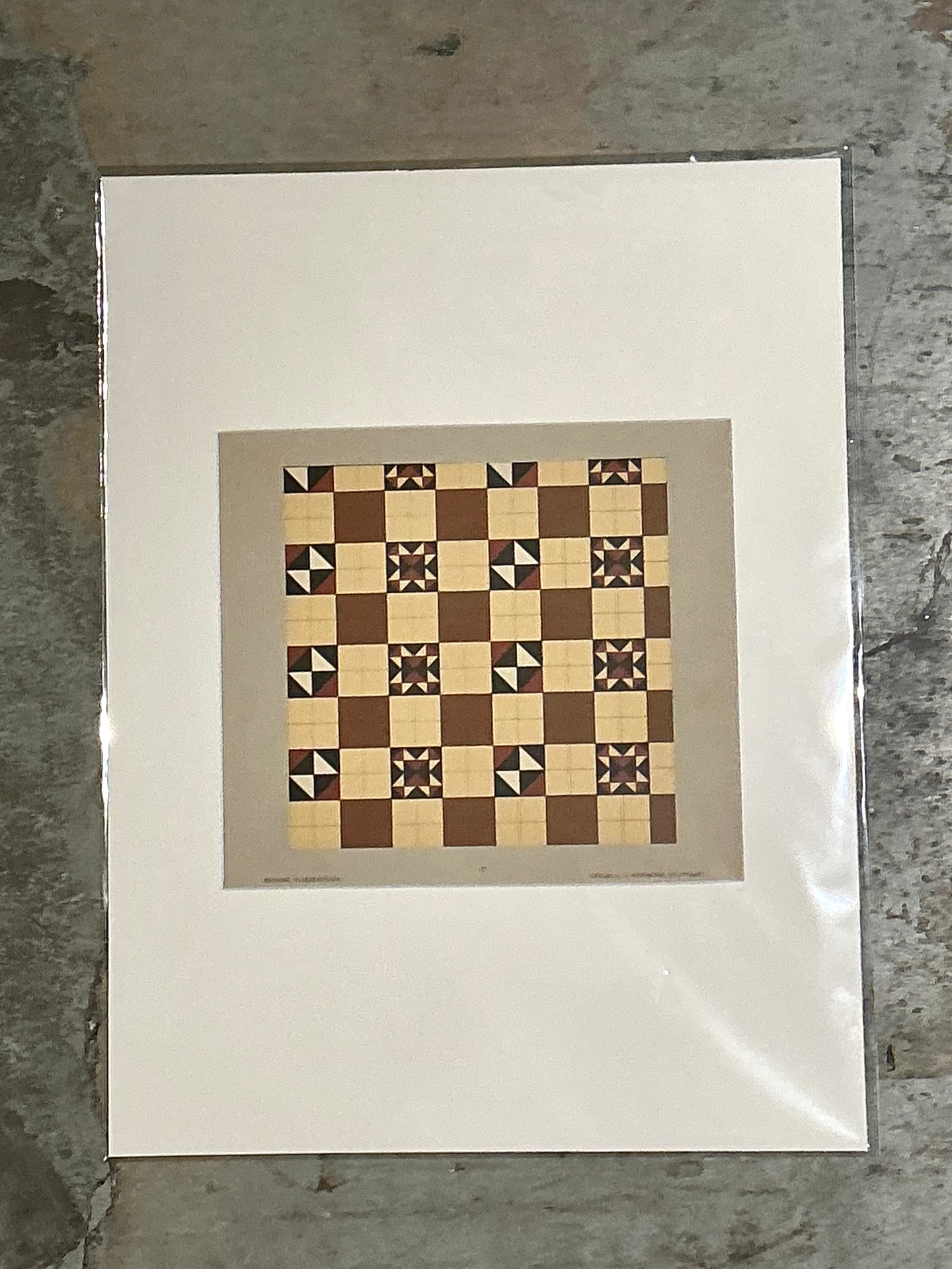 Vintage Geometric Tile Pattern Serigraph - Back view