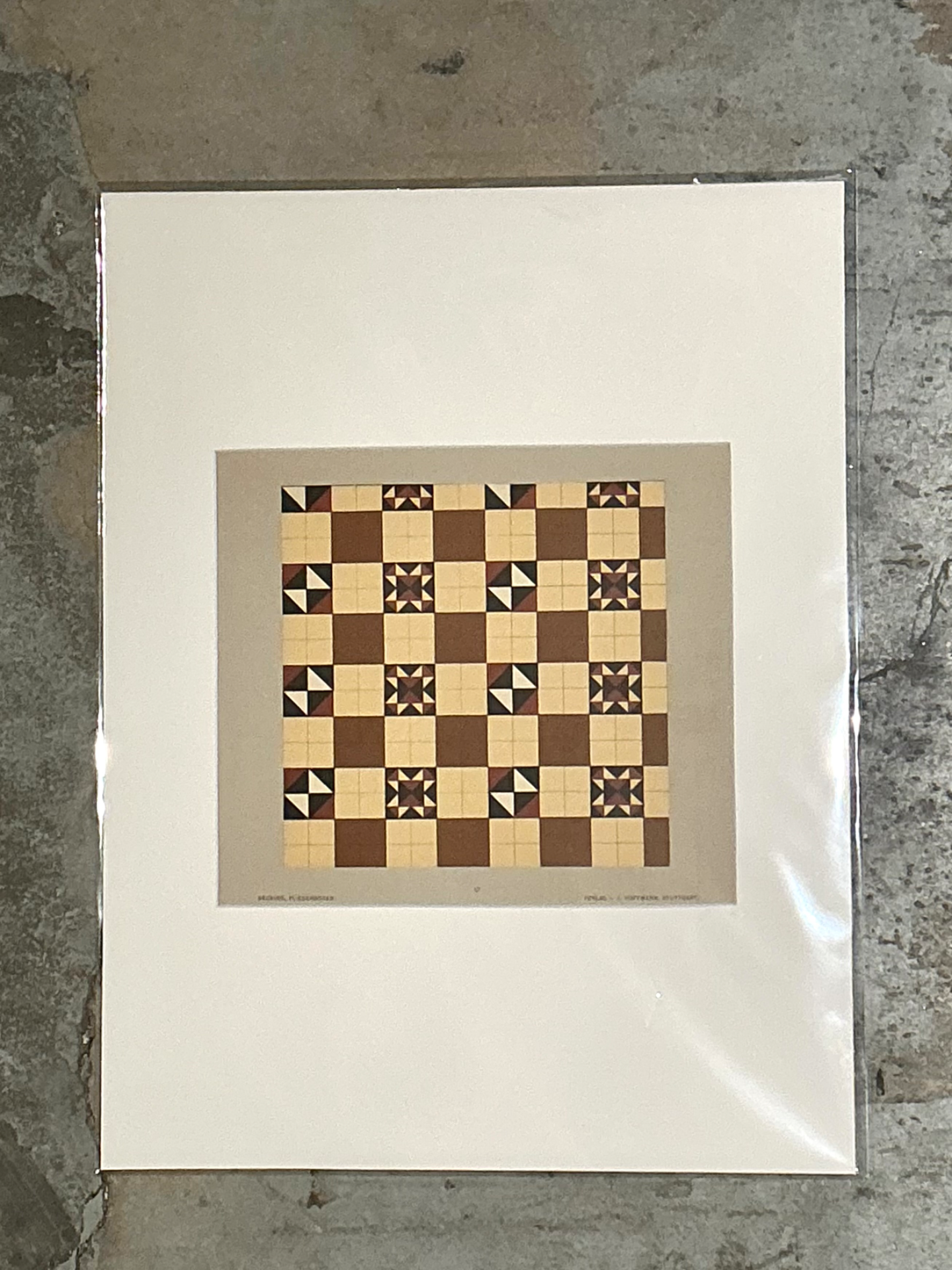 Vintage Geometric Tile Pattern Serigraph - Top view