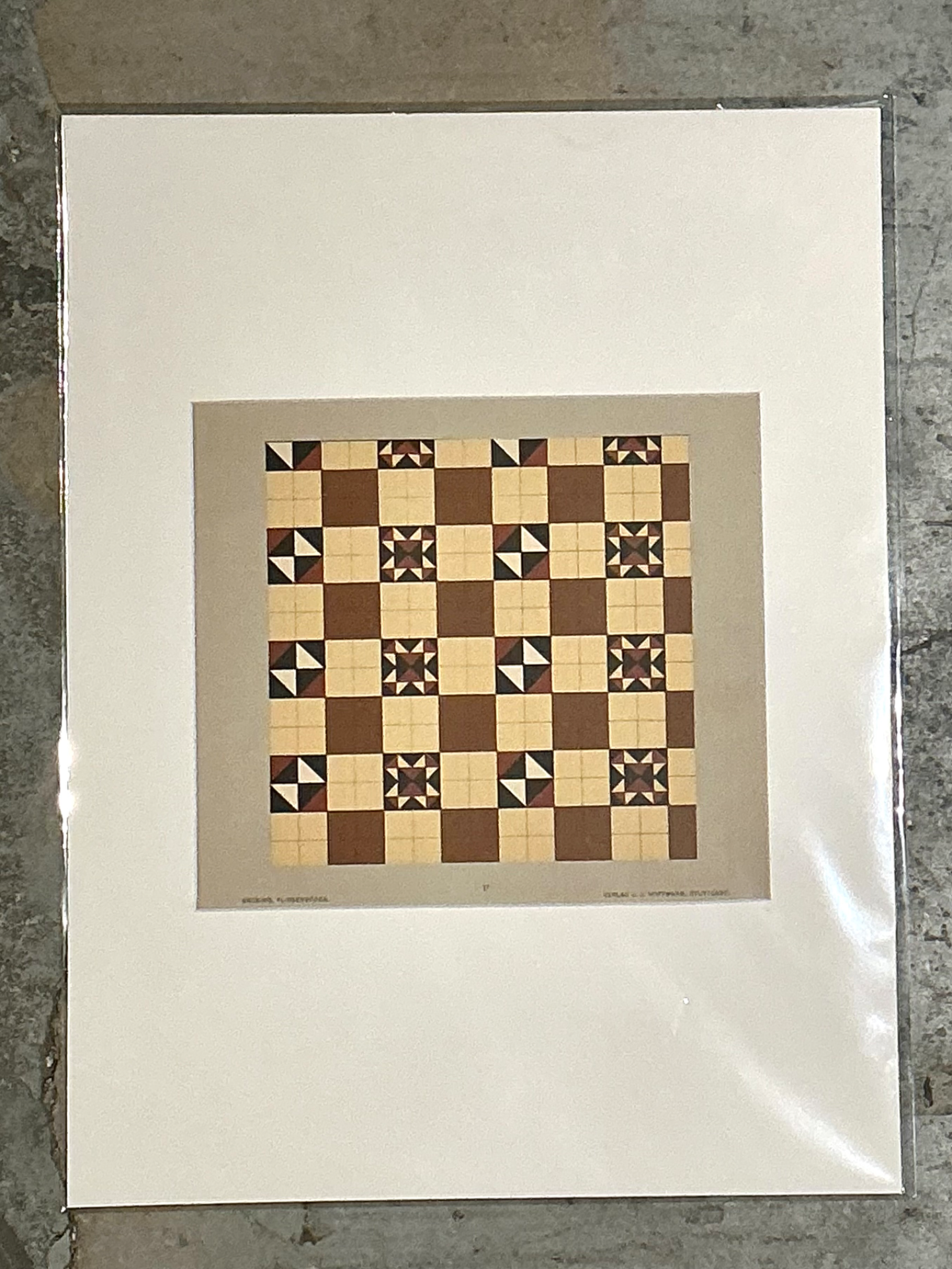 Vintage Geometric Tile Pattern Serigraph - Detail view