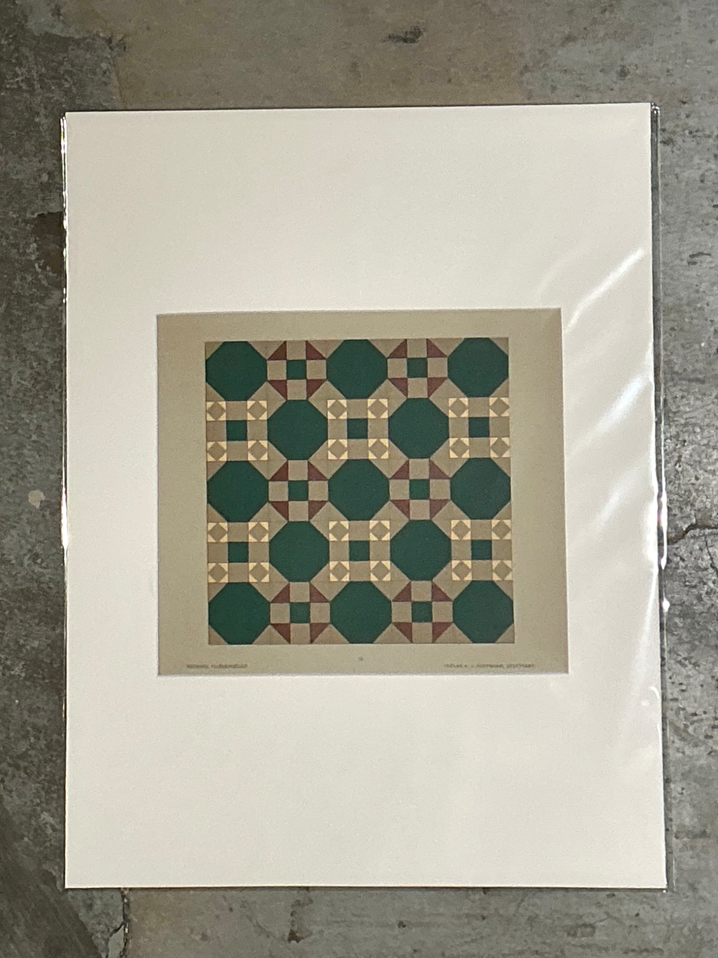 Vintage Geometric Tile Pattern Serigraph - Top view