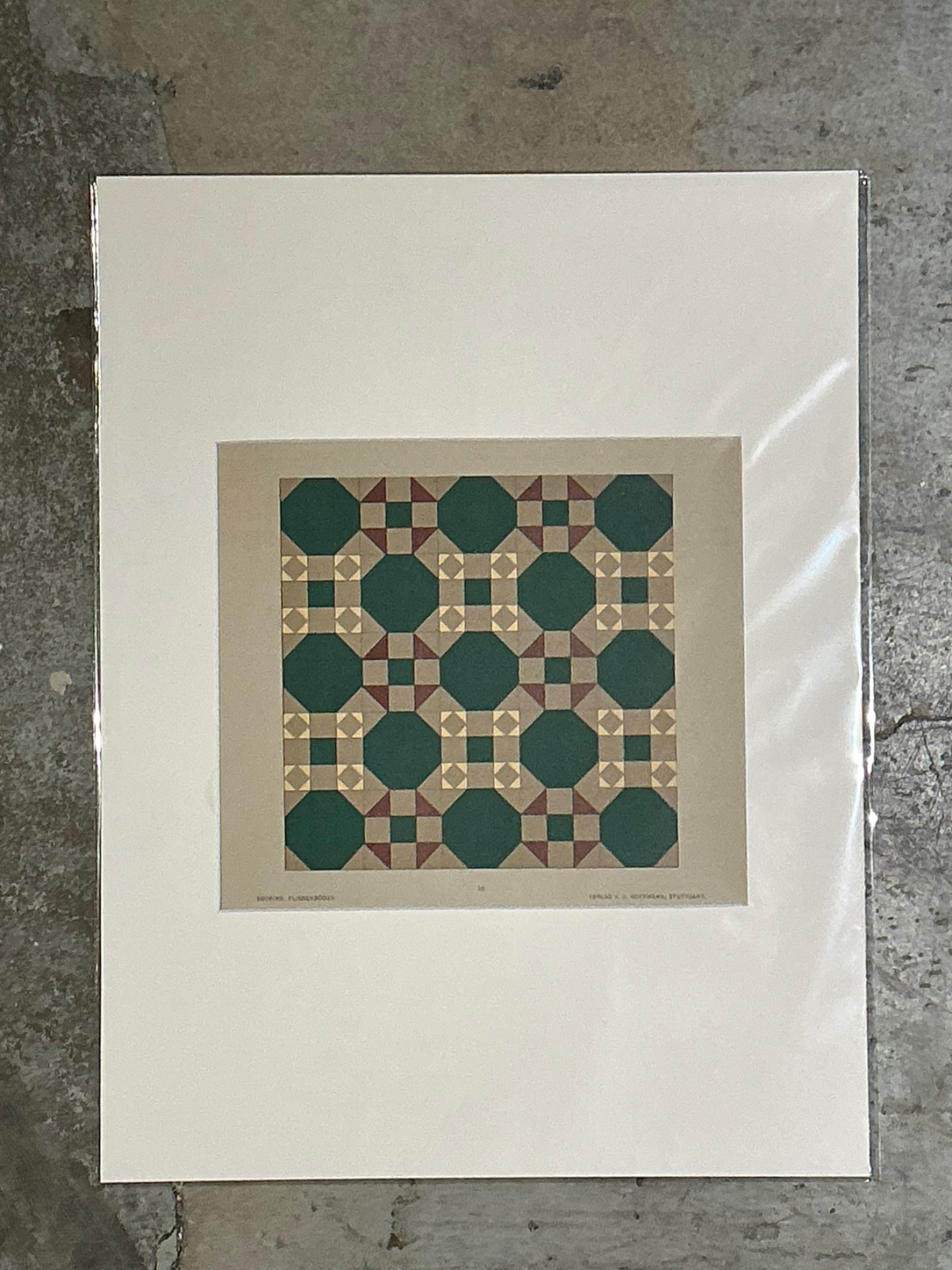 Vintage Geometric Tile Pattern Serigraph - Side view