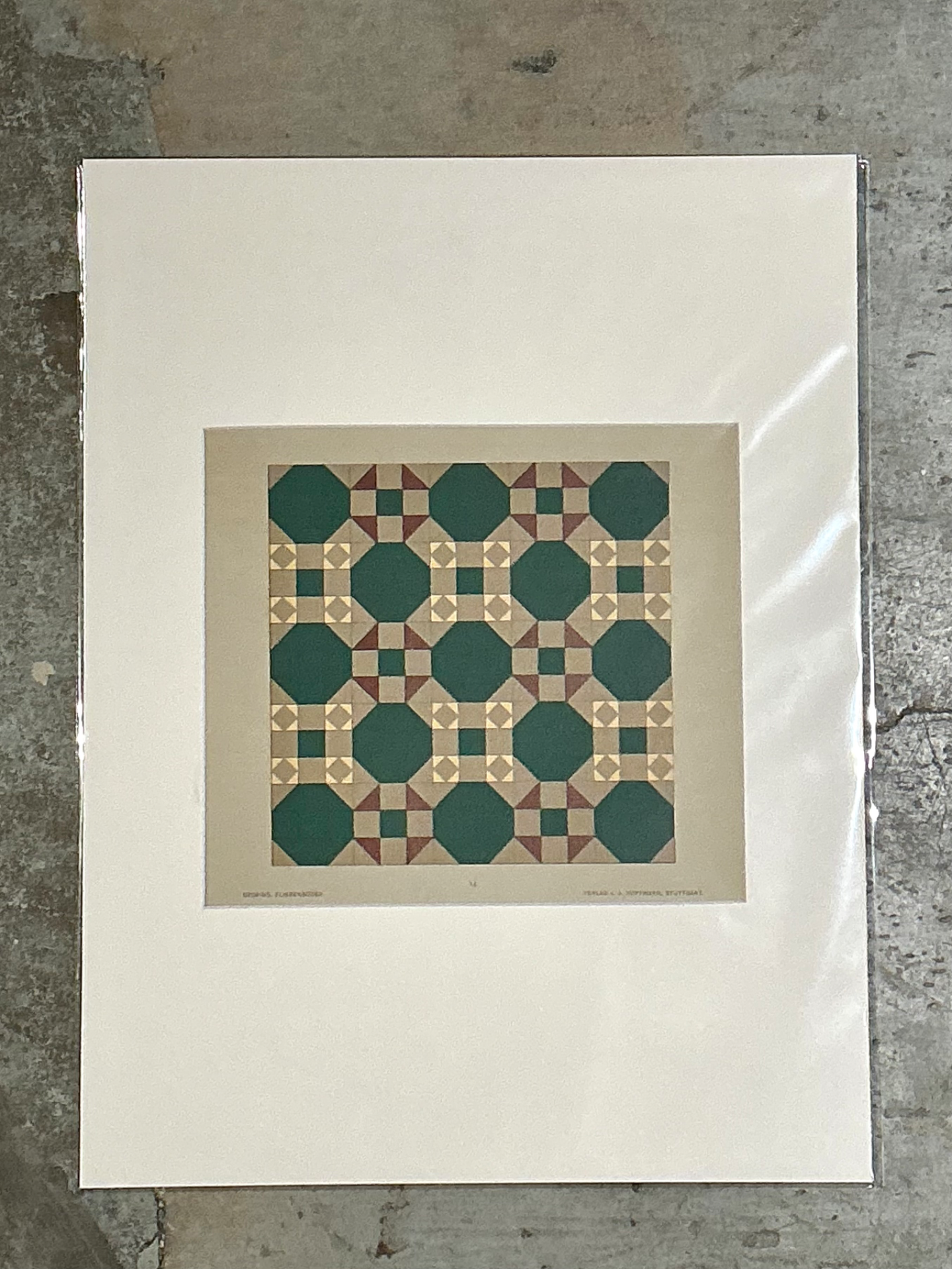 Vintage Geometric Tile Pattern Serigraph - Detail view