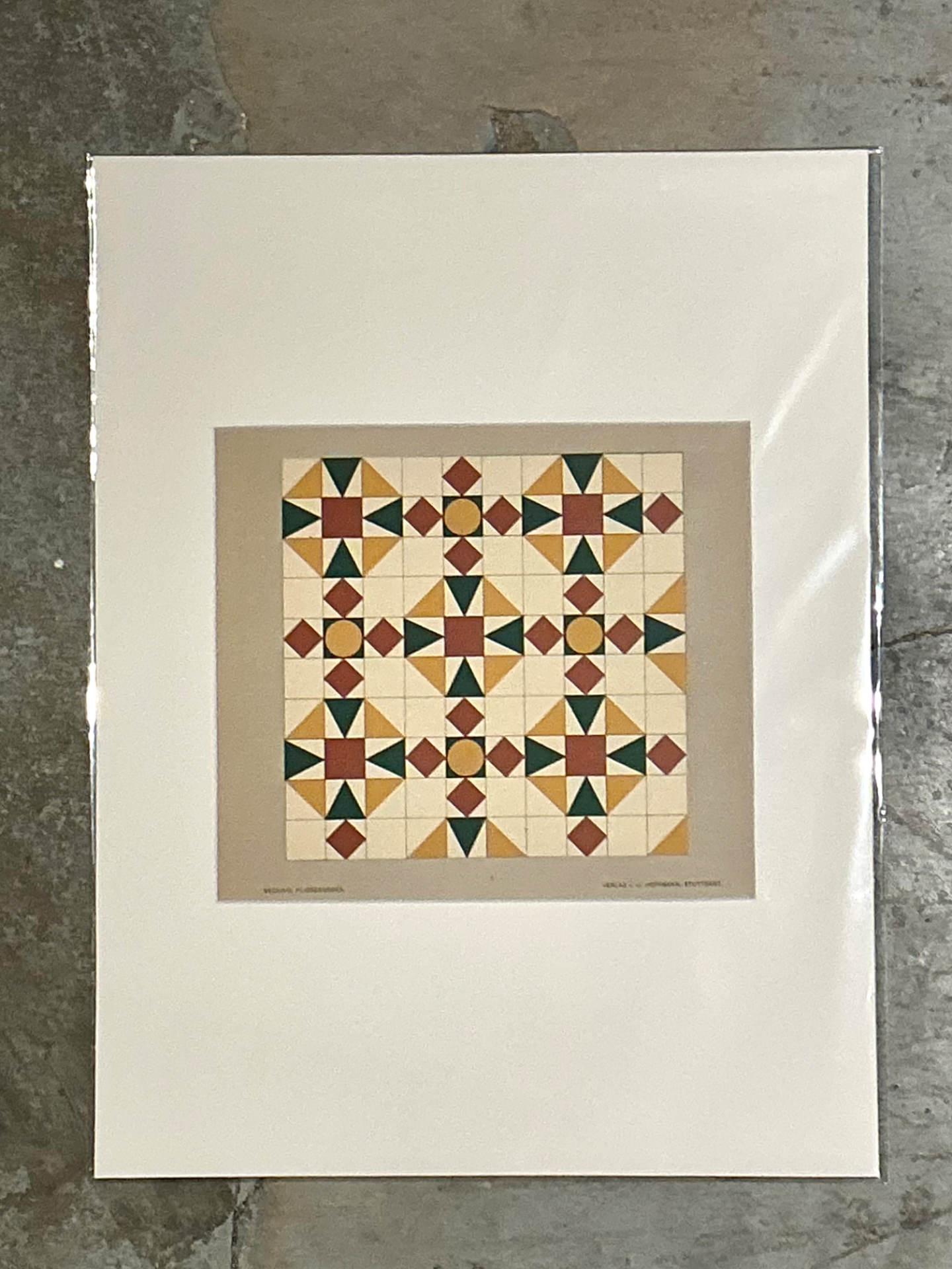 Vintage Geometric Tile Pattern Serigraph - Detail view