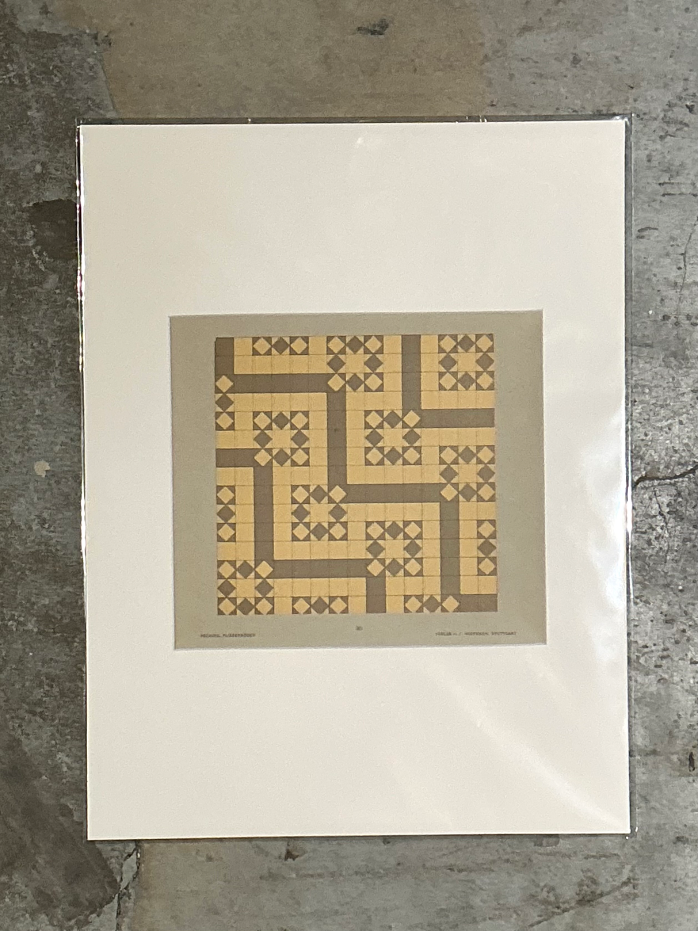 Vintage Geometric Tile Pattern Serigraph - Top view