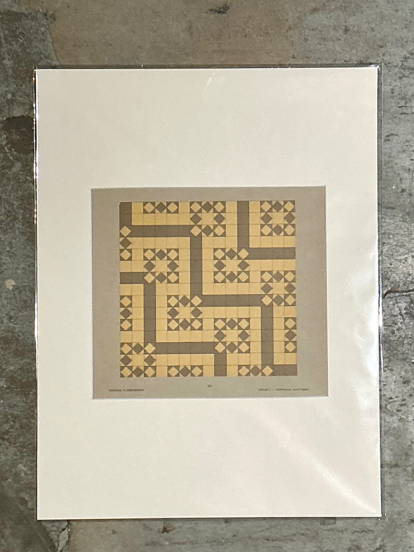 Vintage Geometric Tile Pattern Serigraph - Back view