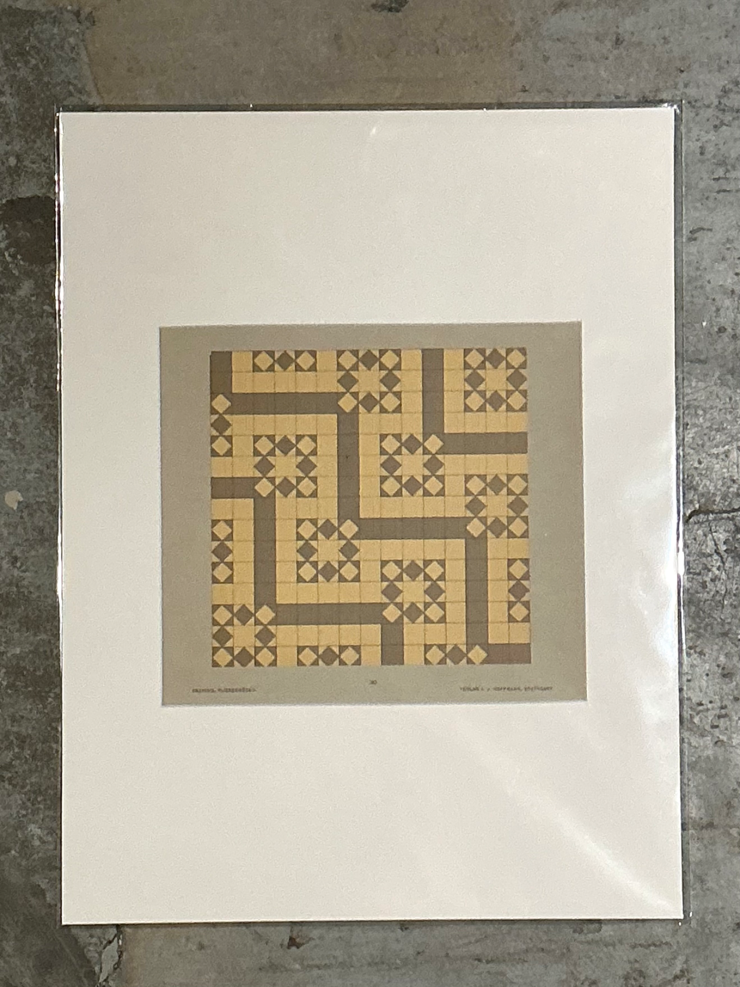 Vintage Geometric Tile Pattern Serigraph - Side view