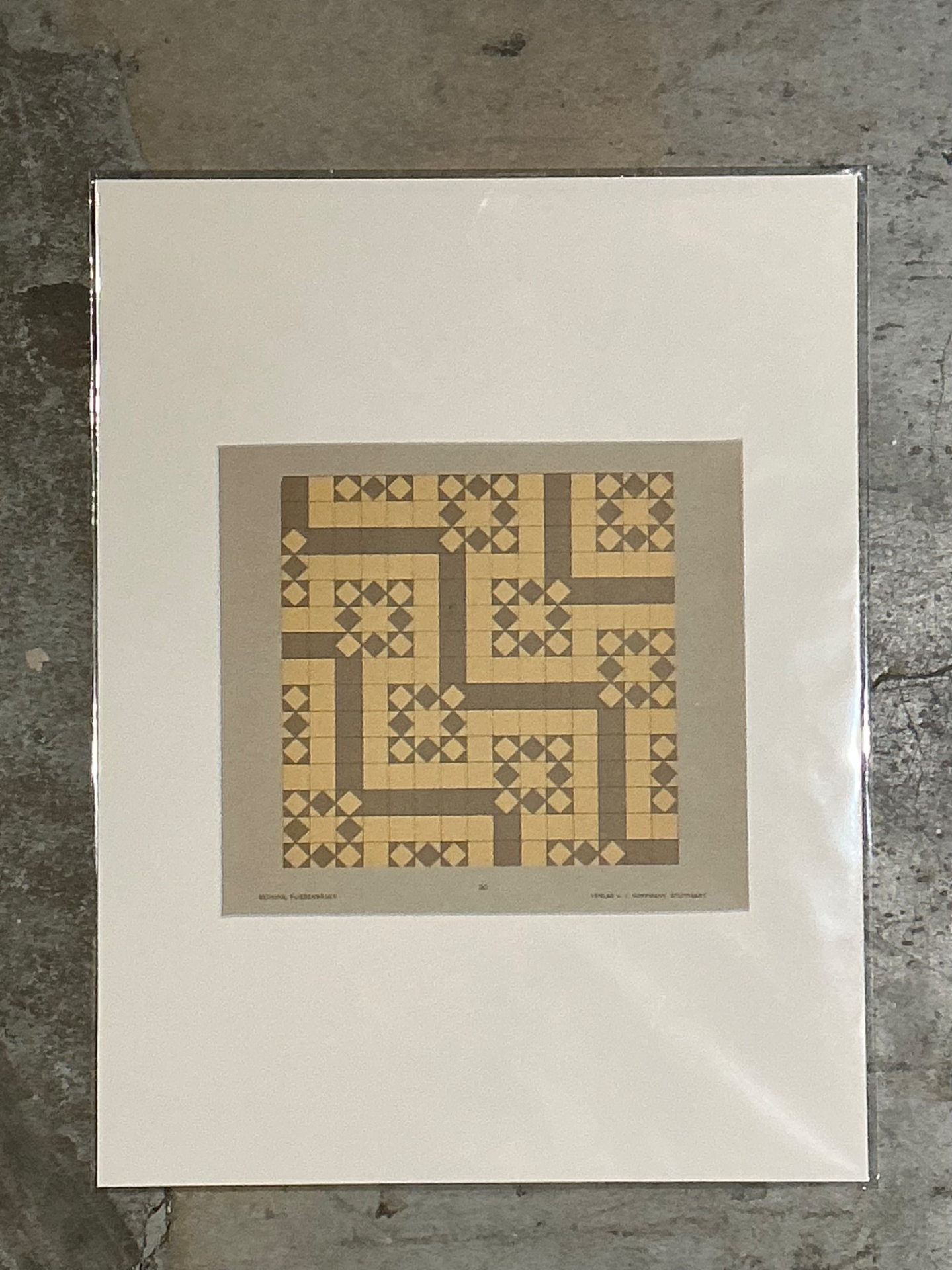 Vintage Geometric Tile Pattern Serigraph - Detail view