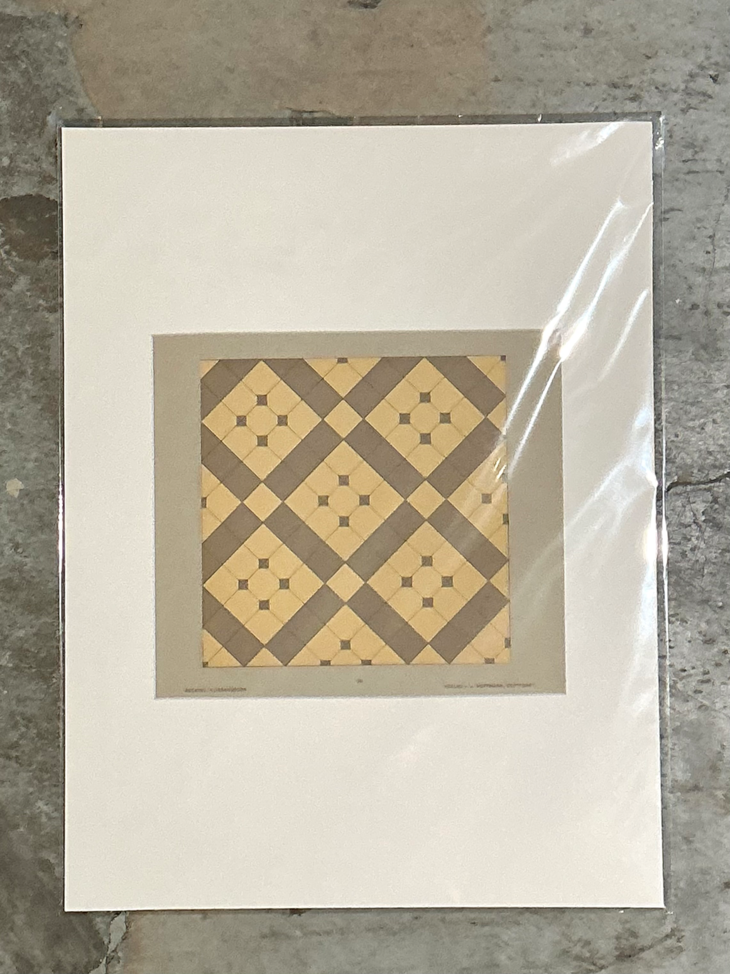 Vintage Geometric Tile Pattern Serigraph - Detail view