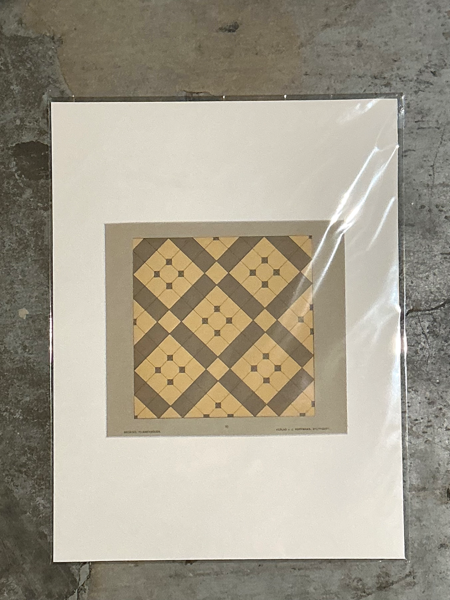 Vintage Geometric Tile Pattern Serigraph - Back view