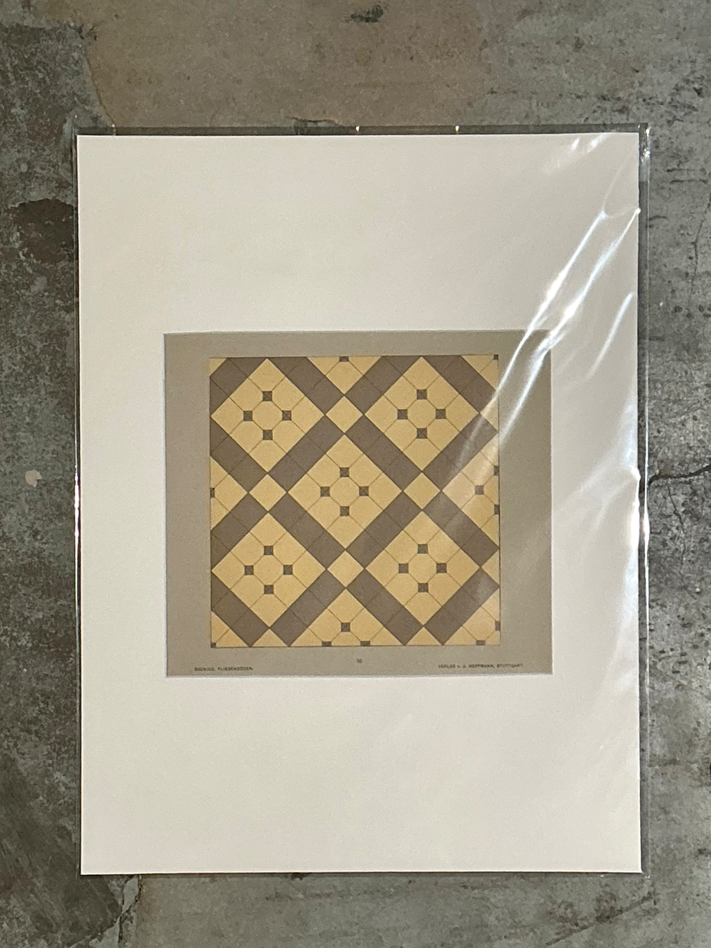 Vintage Geometric Tile Pattern Serigraph - Top view