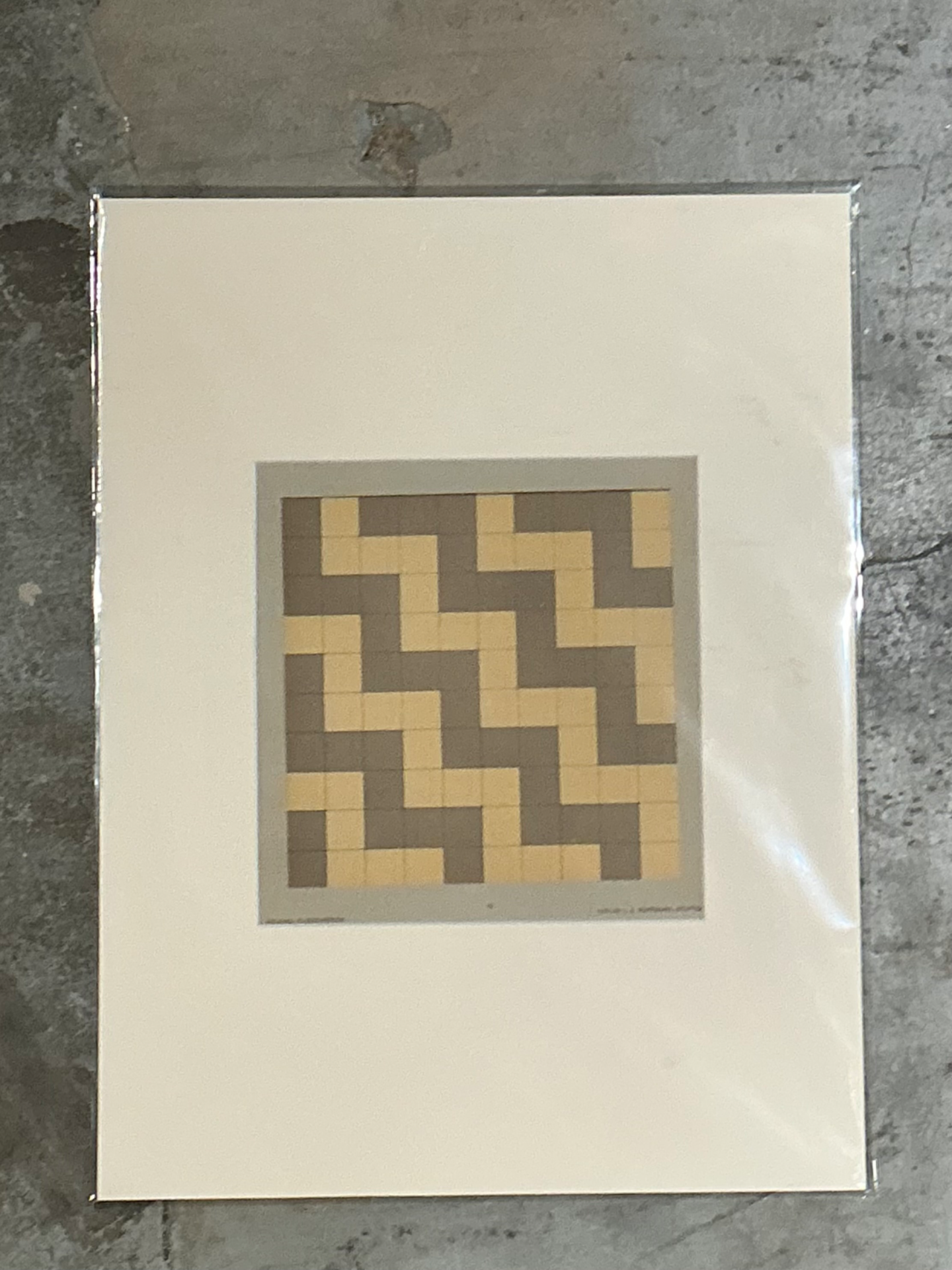Vintage Geometric Tile Pattern Serigraph - Side view
