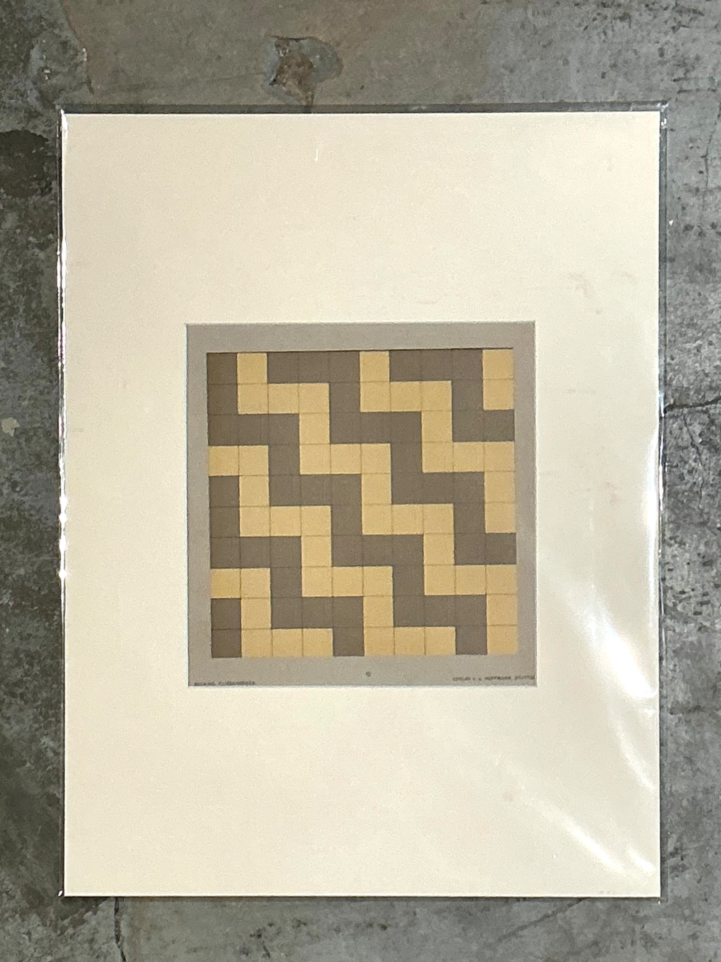 Vintage Geometric Tile Pattern Serigraph - Detail view