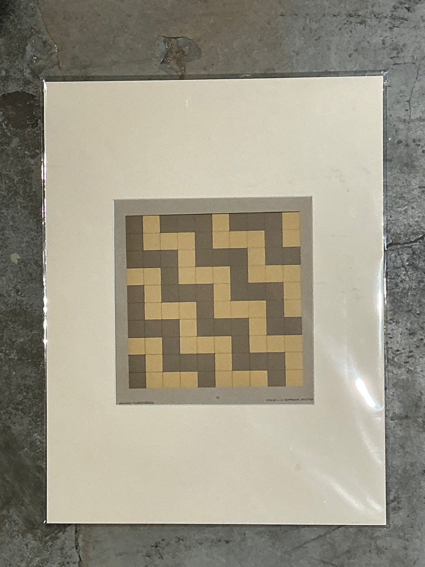 Vintage Geometric Tile Pattern Serigraph - Top view