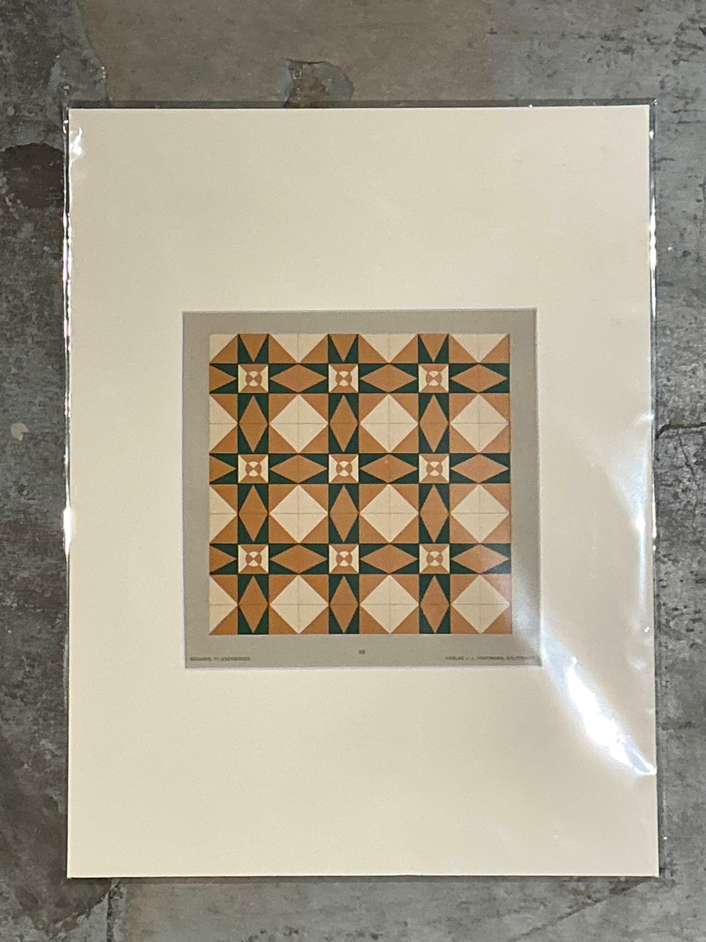 Vintage Mosaic Tile Sample Serigraph - Side view