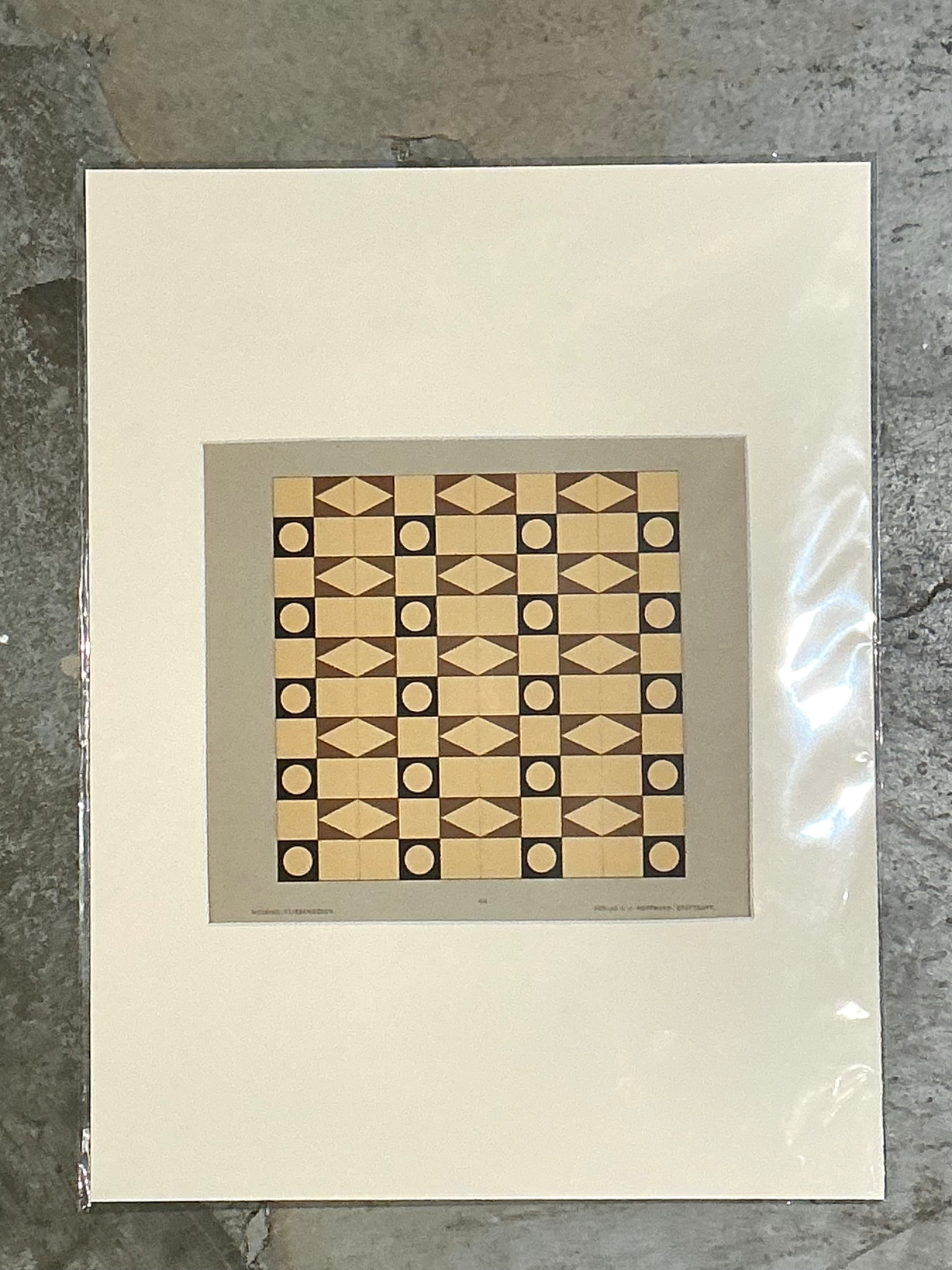 Vintage Mosaic Floor Tile Sample Serigraph - Back view